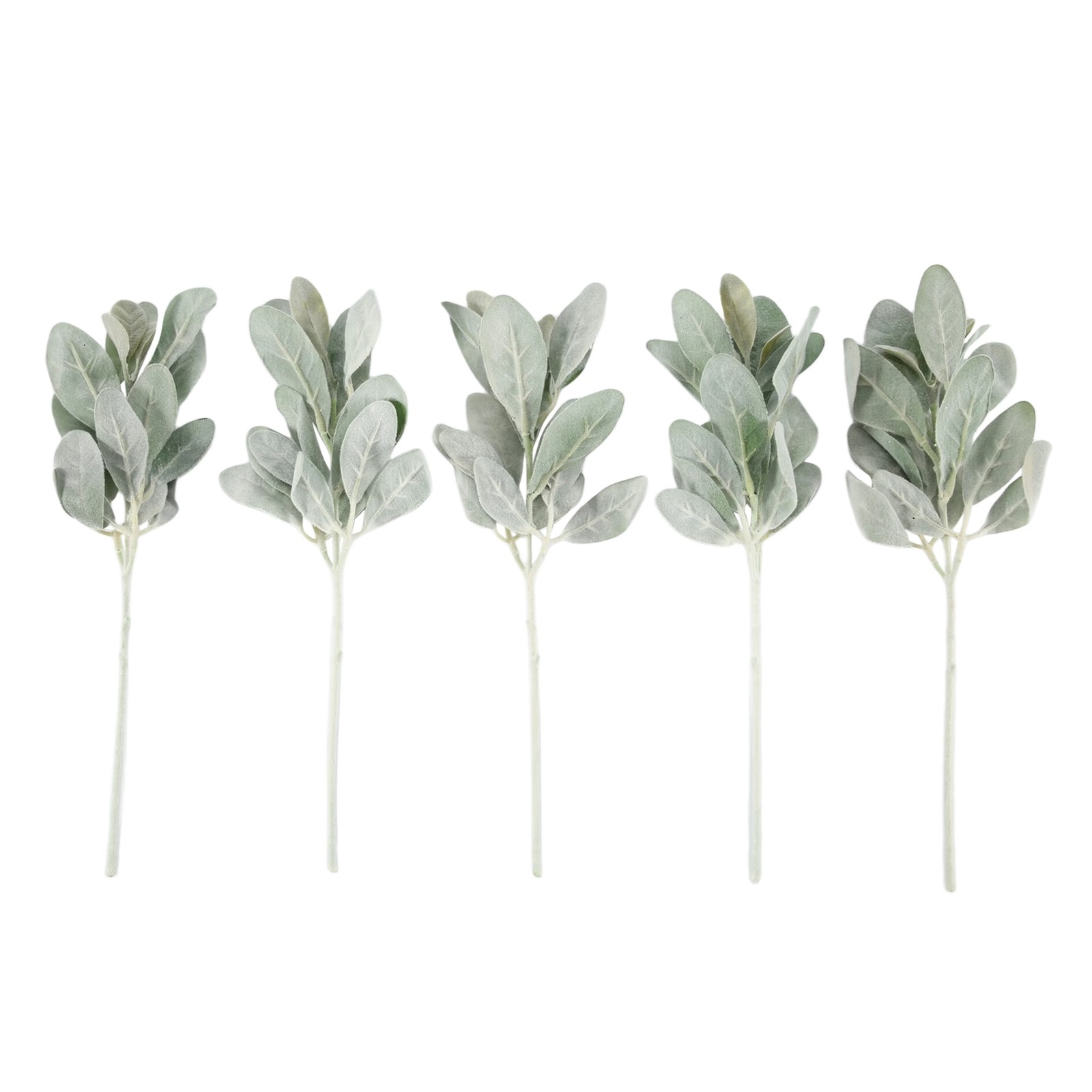 Faux Lambs Ear Stems 5Pcs Flocked Artificial Greenery Solid Fake Ear3149
