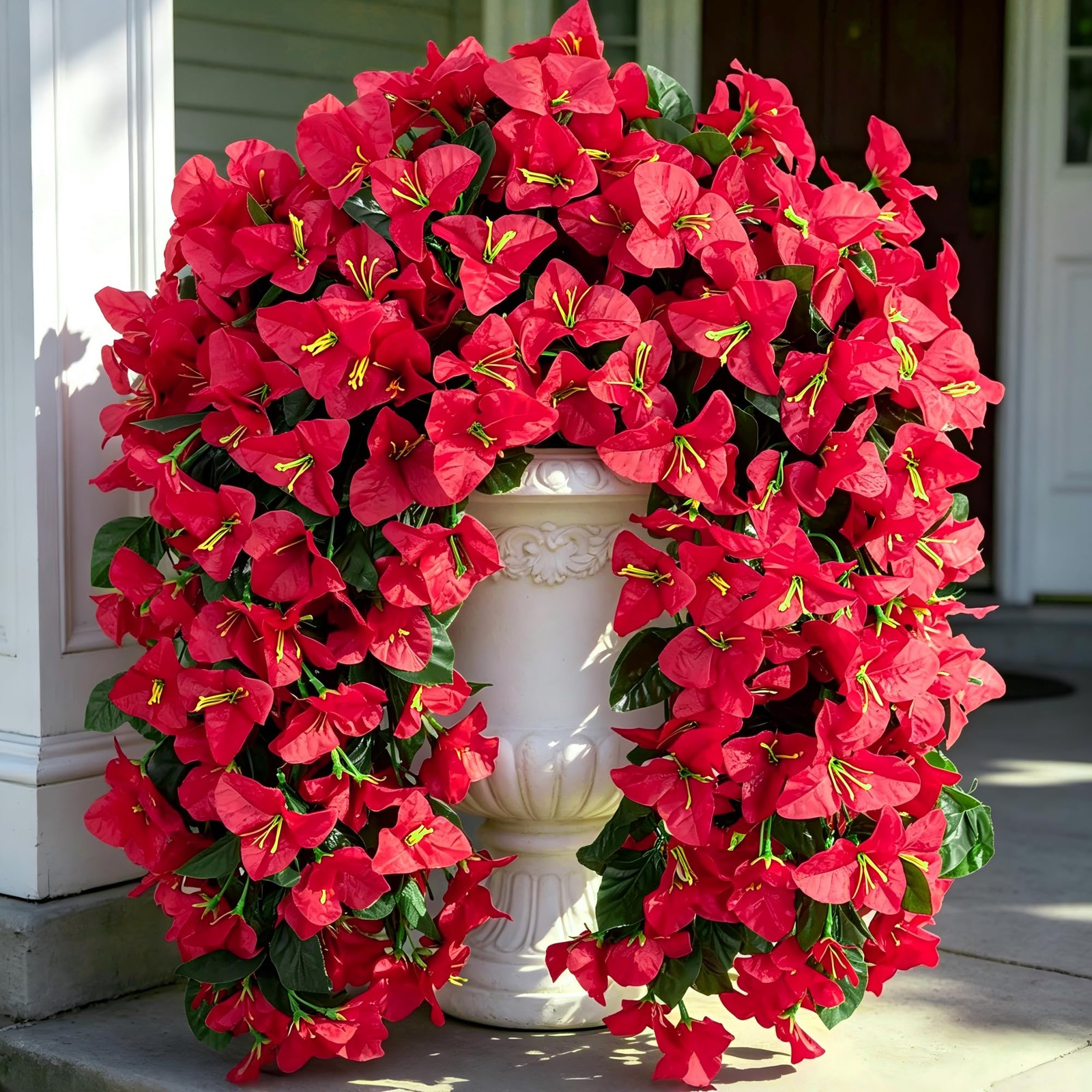 Fake Bougainvillea Artificial Hanging Flowers, 2 PCS Outdoor Faux Plants UV R…