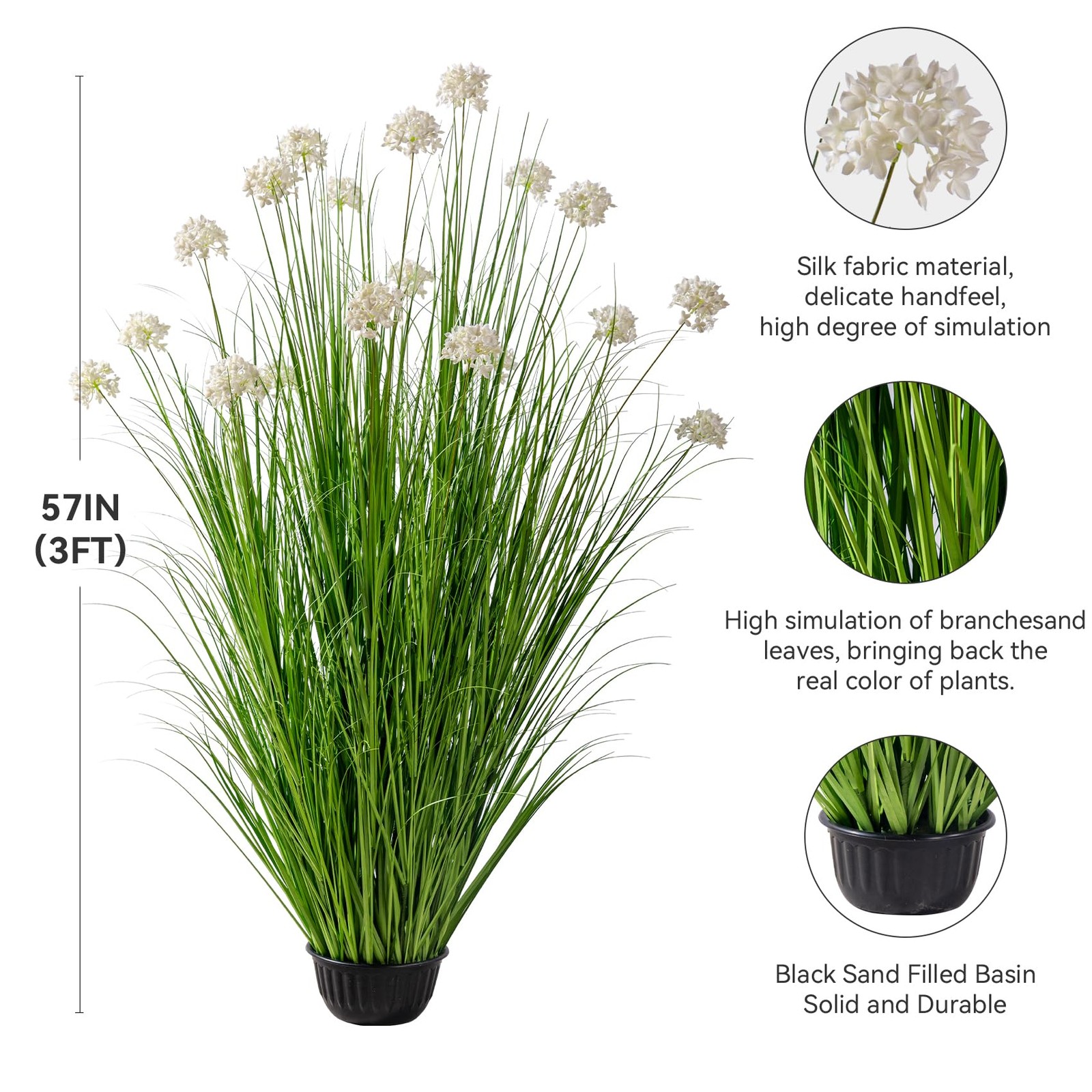 57in Lifelike Artificial Tall Grass Plant with 19 Lifelike Dandelion Flower a…