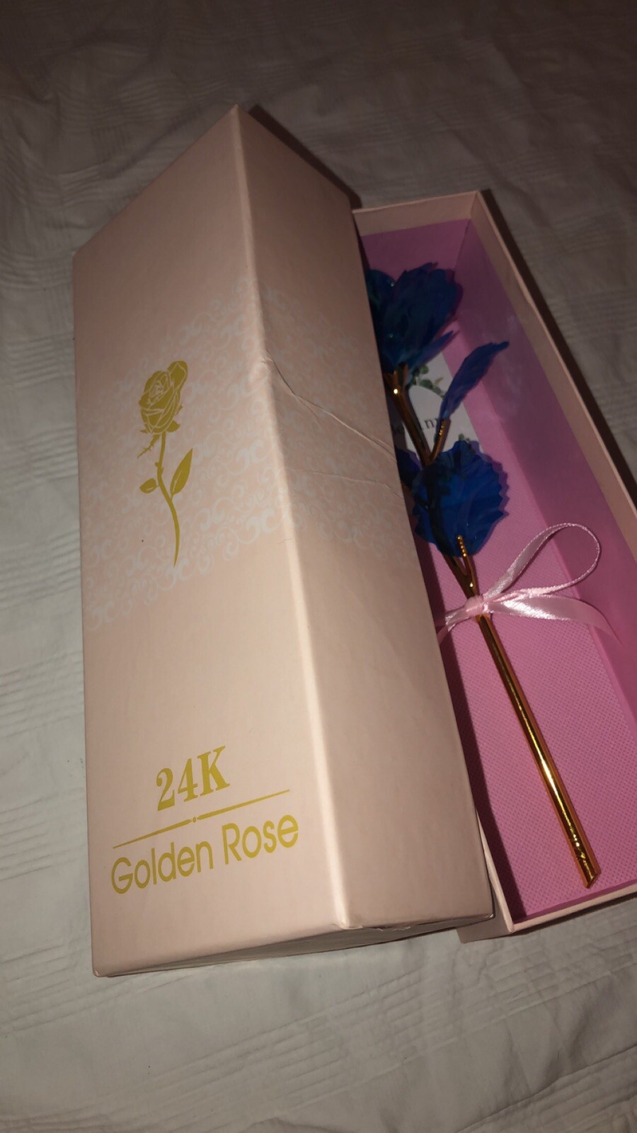 BEFINR 24K Gold Stemmed Blue Rose Artificial Forever Flower