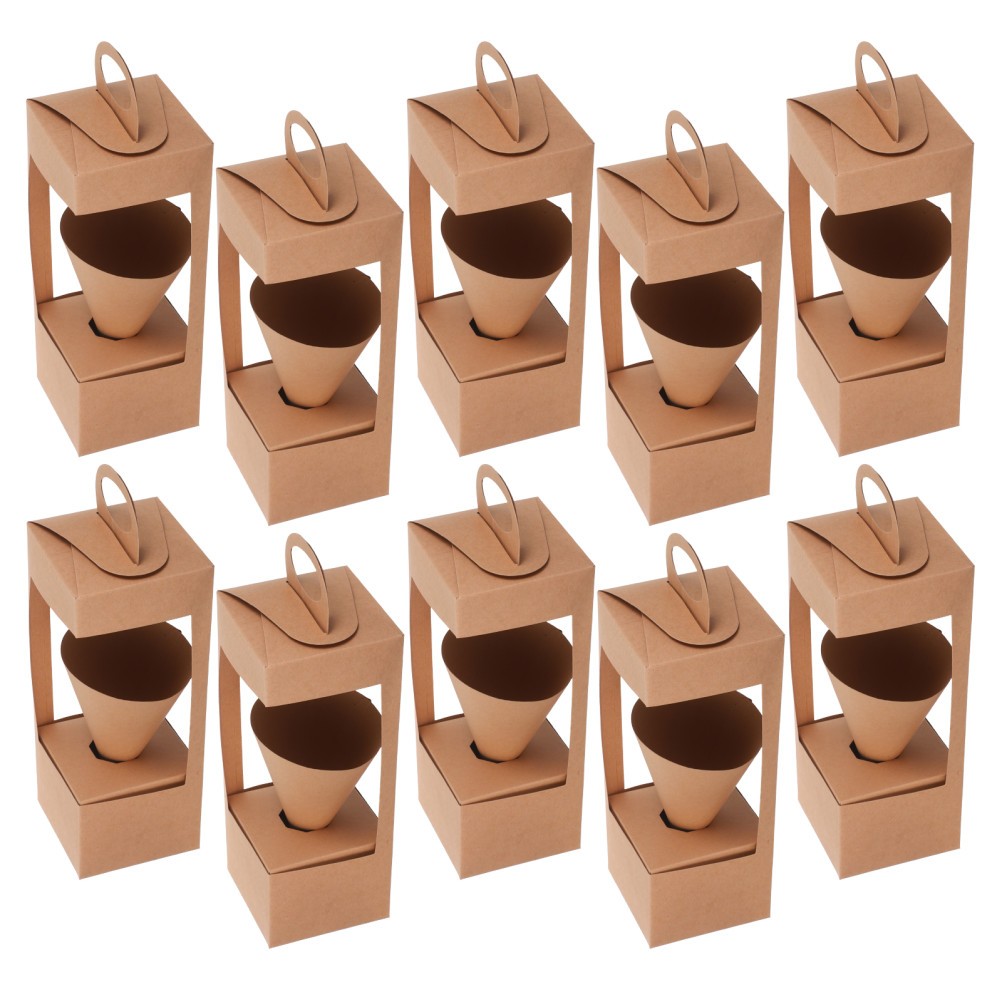 10 Pcs Bouquet Holder with Handle Flower Basket for Valentine’s Day