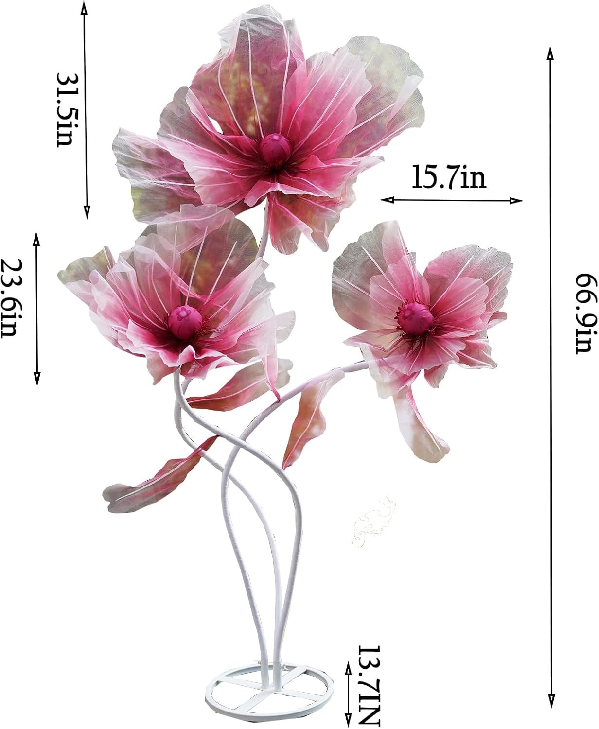 Giant Flowers Decoration W/ Stand,Floor Standing Oversized Large Organza Flowers
