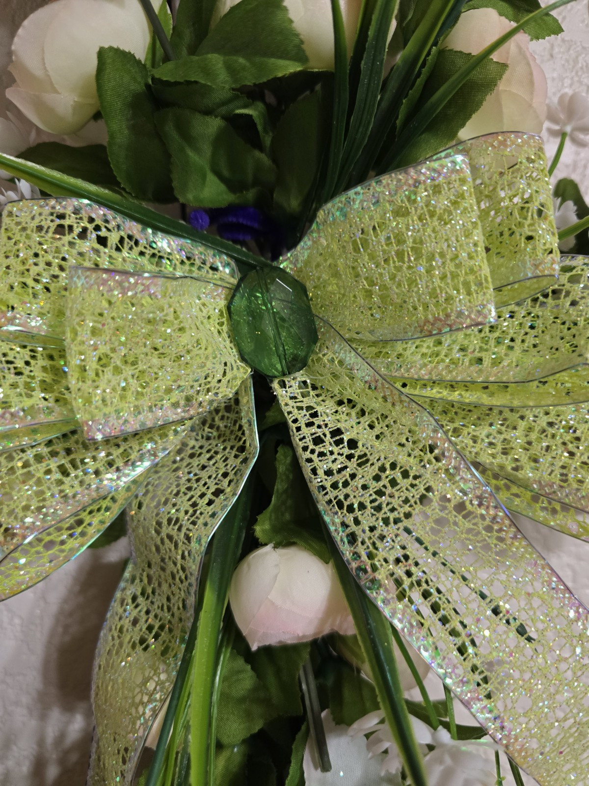 Handcrafted Deco Mesh Handmade Cross Wreath Wall or Door Decor