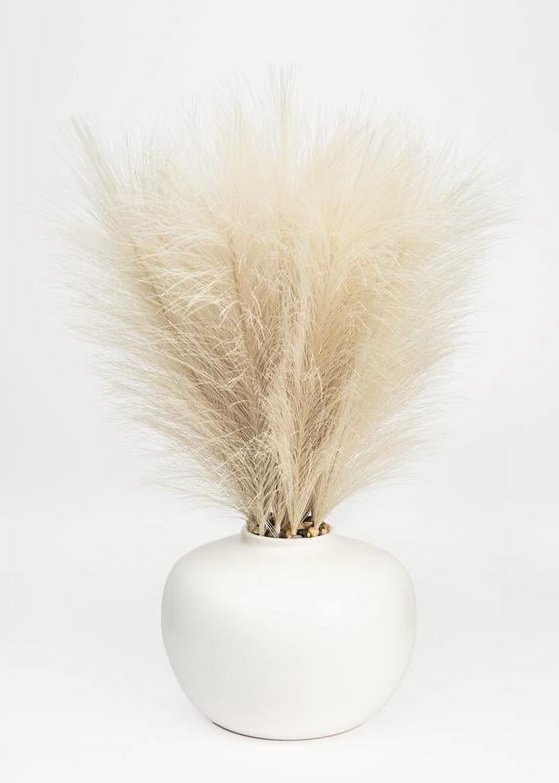 (4 pack) 14″ Artificial Pampas Grass in White Ceramic Vase