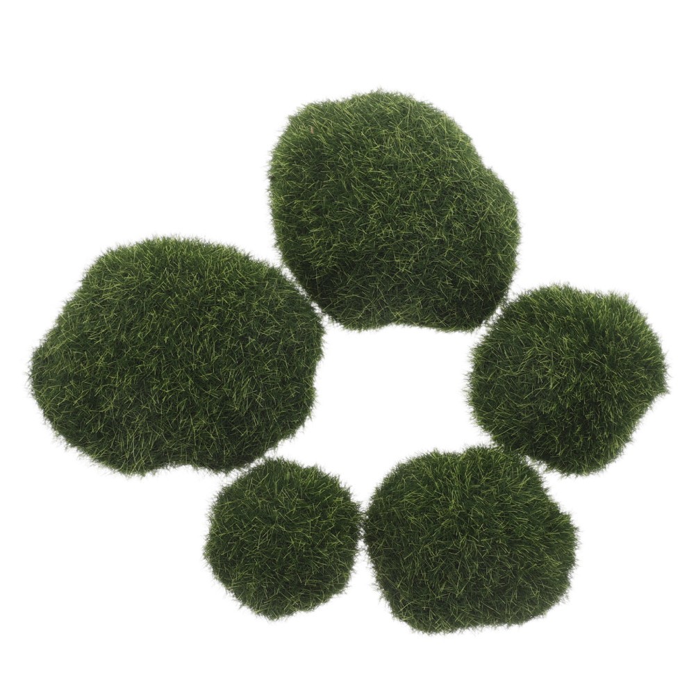 4Pcs Reusable Faux Moss Rocks Lifelike Artificial Stone for Indoor Outdoor Decor