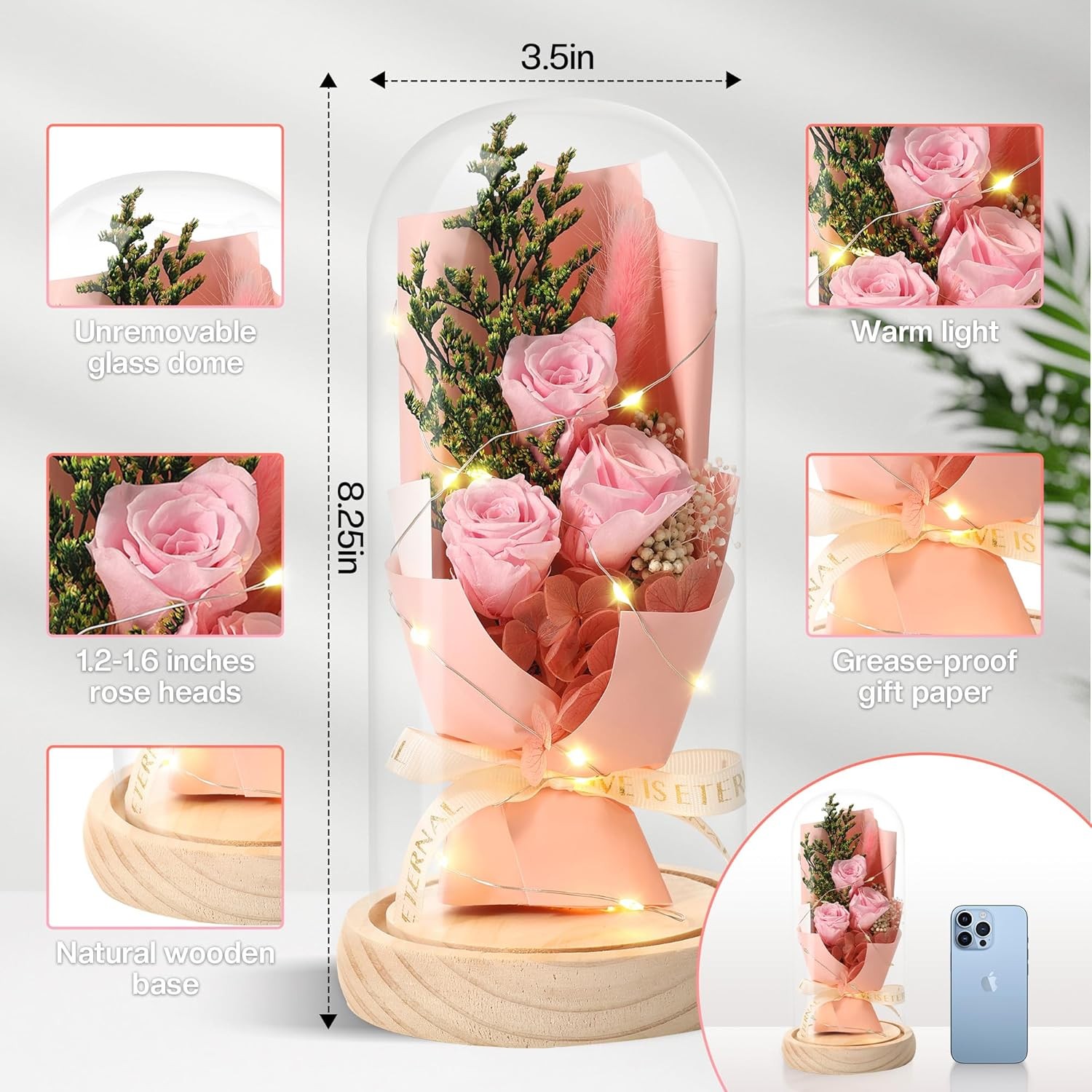 Mother’ s Day Gifts Forever Flowers Bouquet, Preserved Flowers for Delivery Prim
