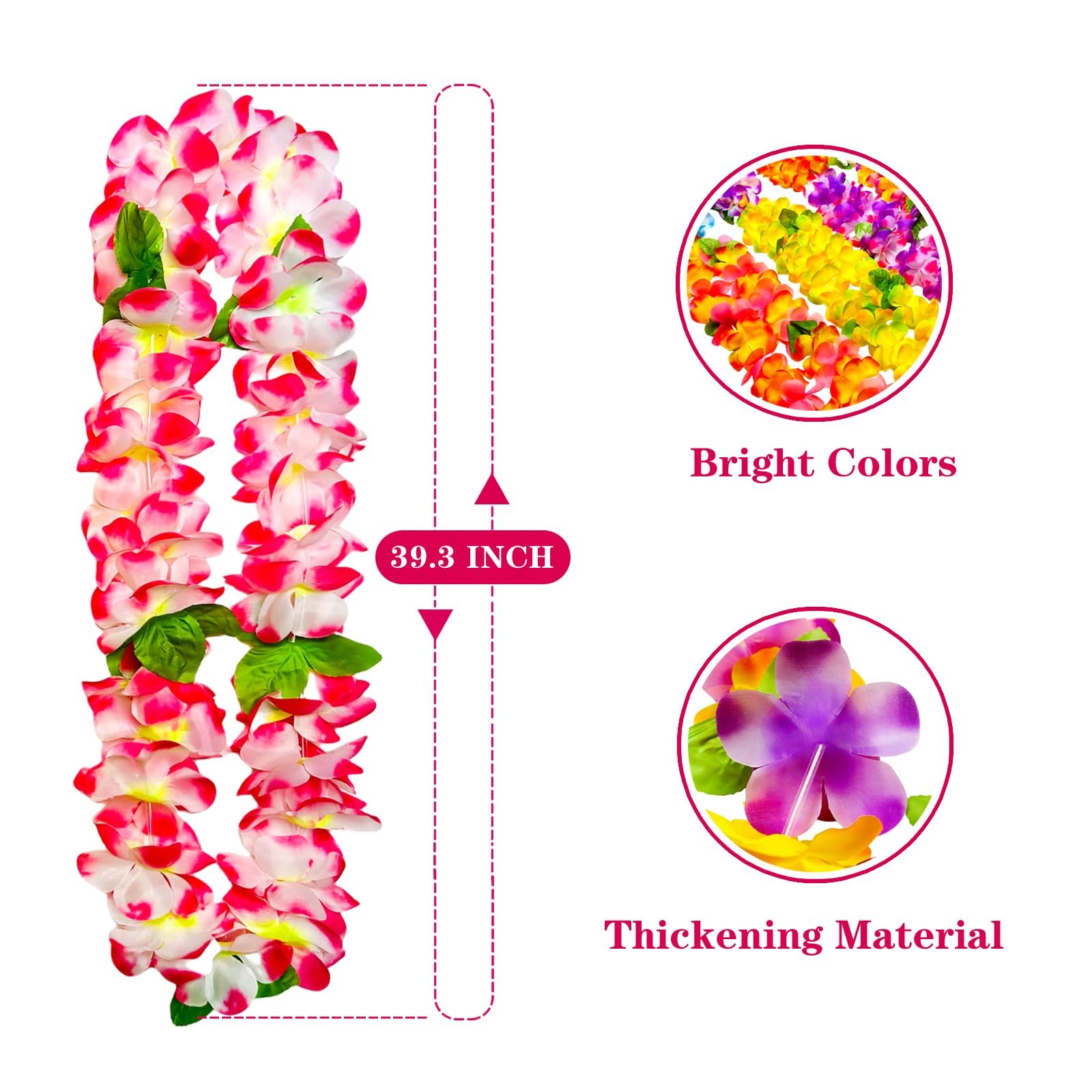 12 Counts Thickened Hawaiian Leis, Perfect Luau Party Supplies for Summer Beach