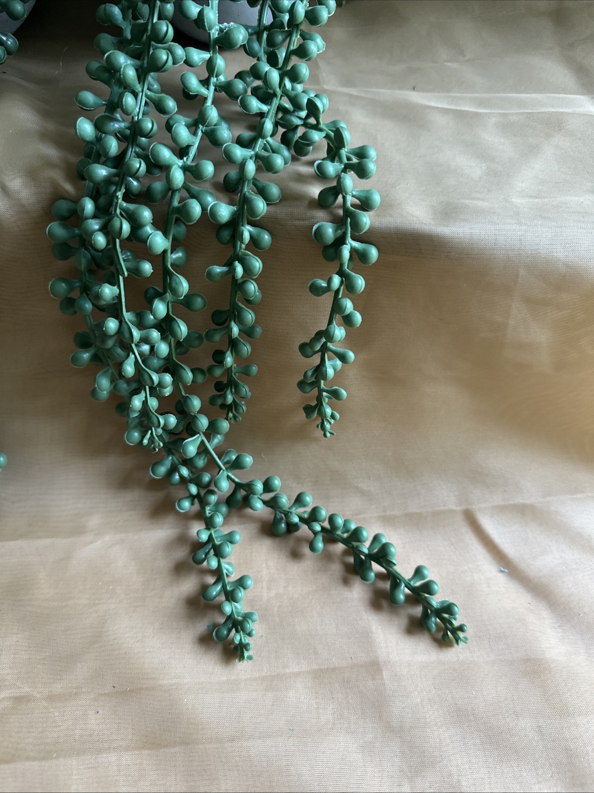 String Of Pearls Plant Set Artificial Hanging Decor Grey And Gold Pot Set 2