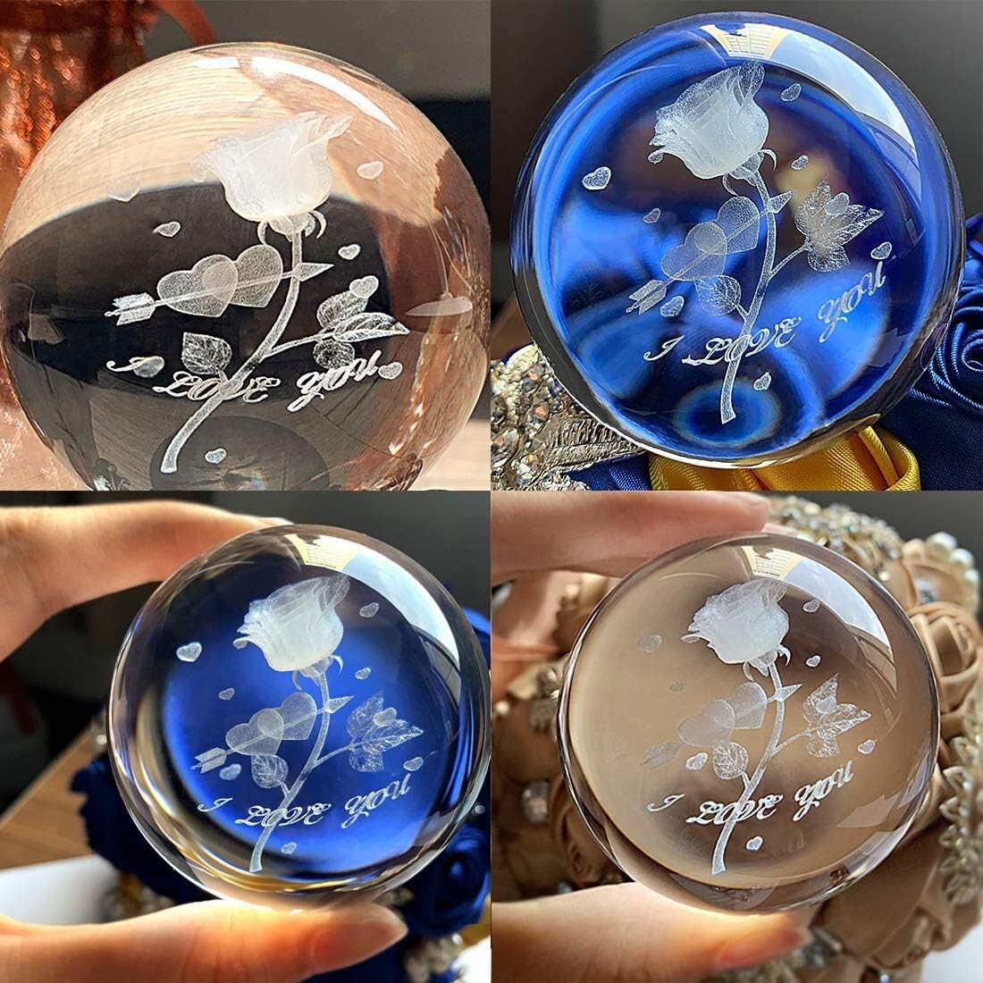 Valentine’s Day Crystal Ball Gift Rose Flower Romantic Home Vintage Decoration