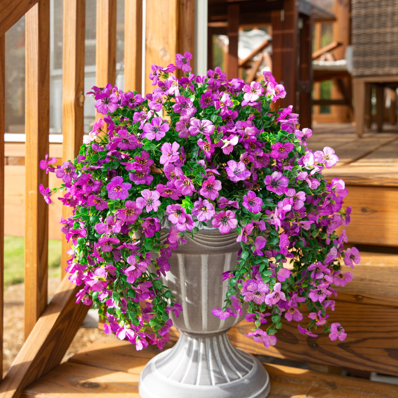 Artificial Faux Hanging Flowers Plants for Outdoor Decor, 2 PCS Outside Fake …