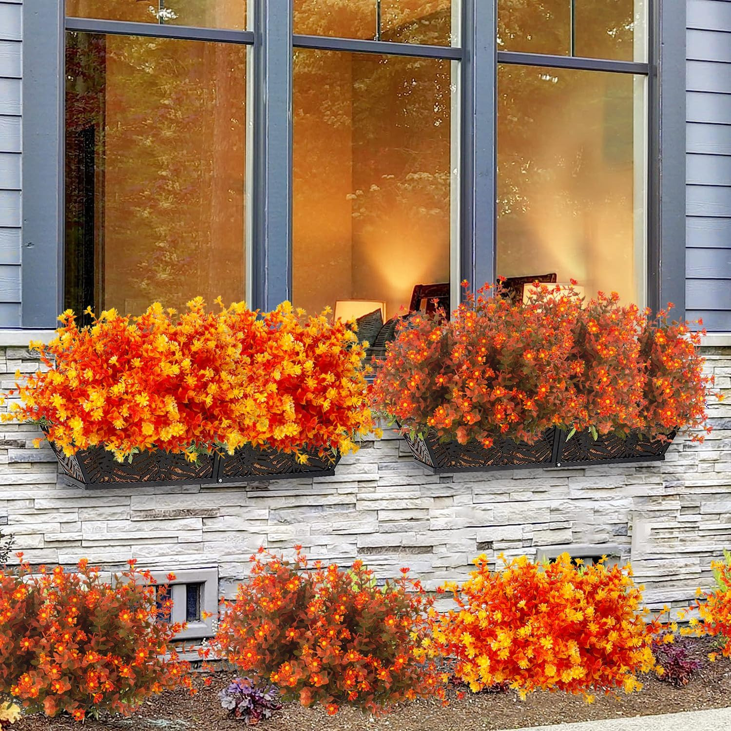 12 Bundles Faux Fall Flowers – No Fade Autumn Decor for Home & Events
