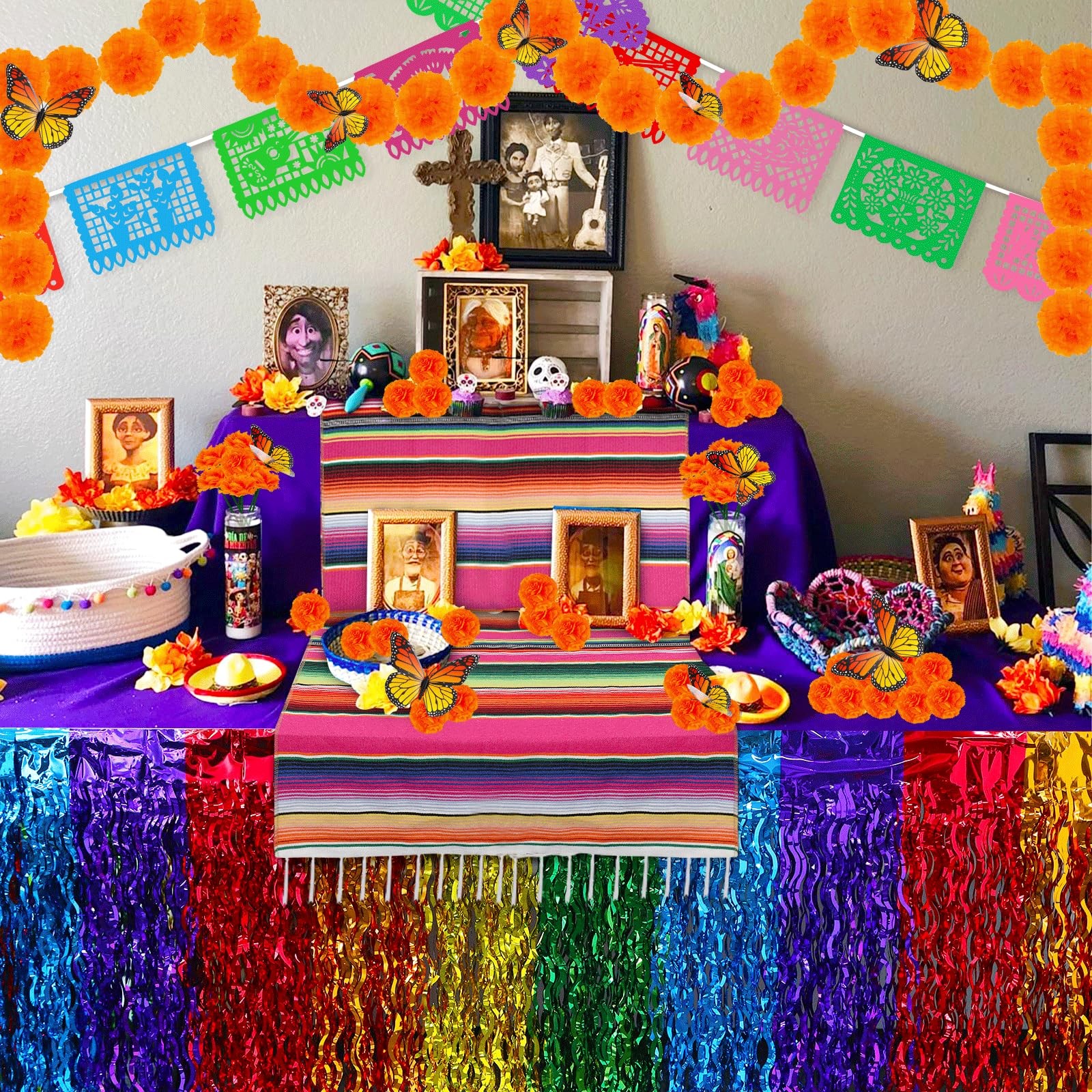 96Pcs Day of The Dead Decorations Set,18 Mexican Party Banners Papel Picado, …