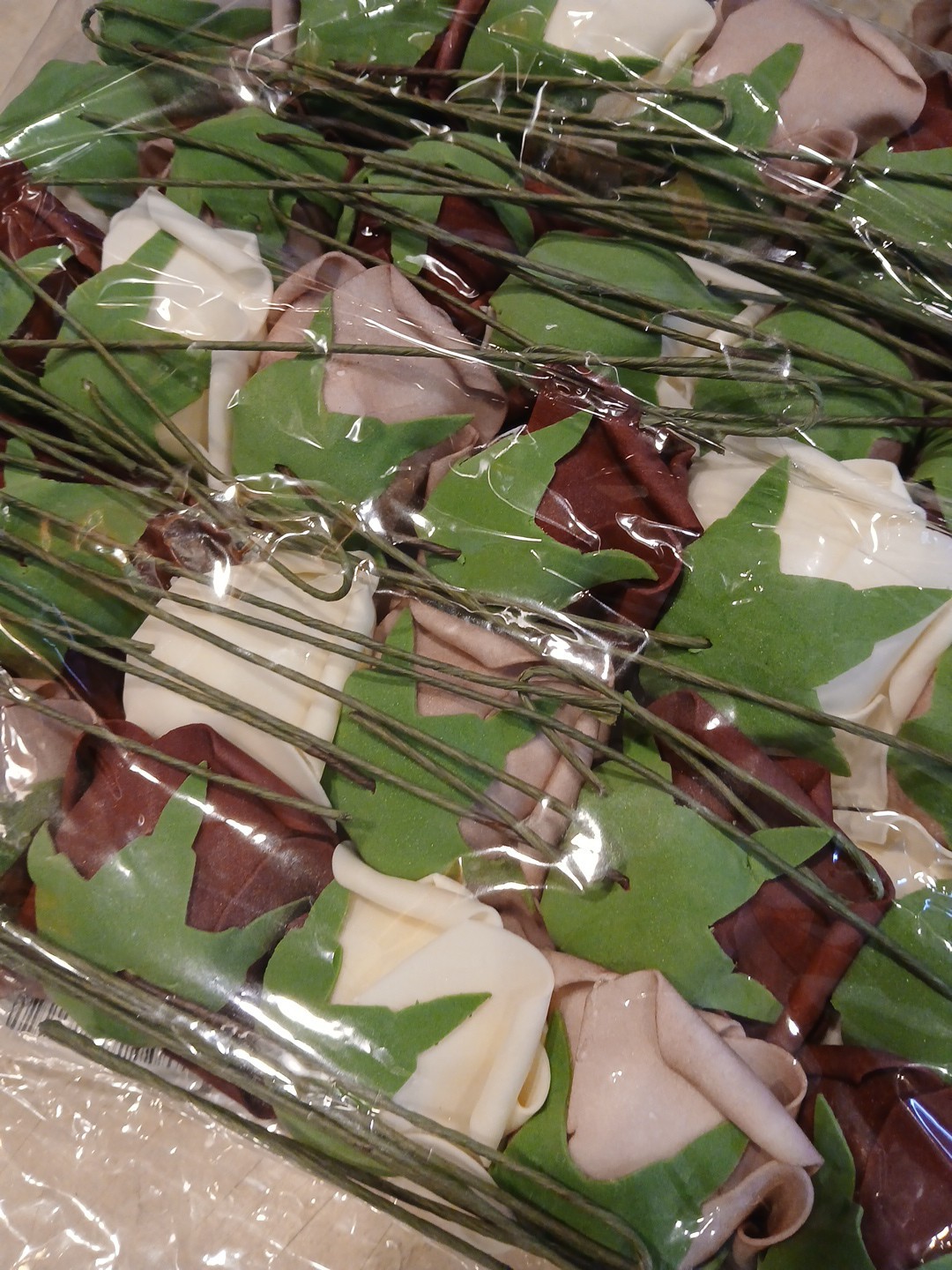 Artificial Flowers Foam With Leaves Stems Burgandy Dusty Rose Cream Pack Of 60