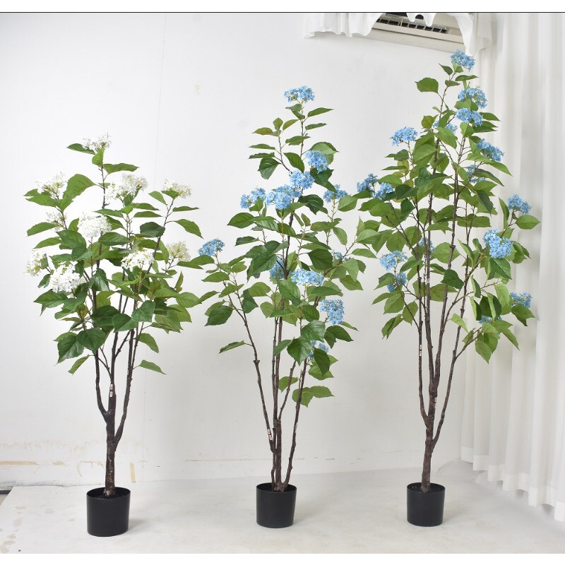 Hot selling imitation hydrangea tree potted living room mall hotel decoration
