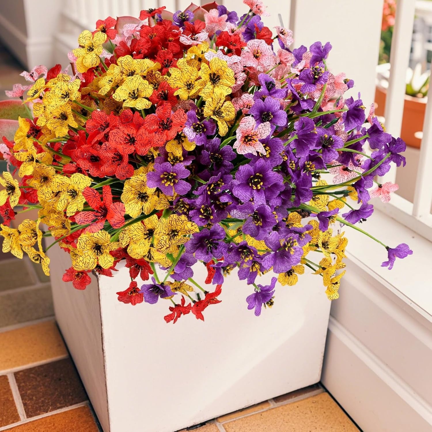 32 Bundles UV Resistant Artificial Mums – Vibrant Flowers for Outdoor Decor