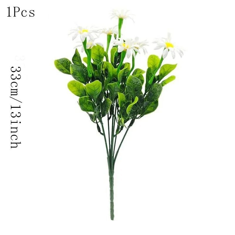 33cm Artificial Daisy Flowers UV Resistant Plastic Faux Plants Home Outdoor Deco