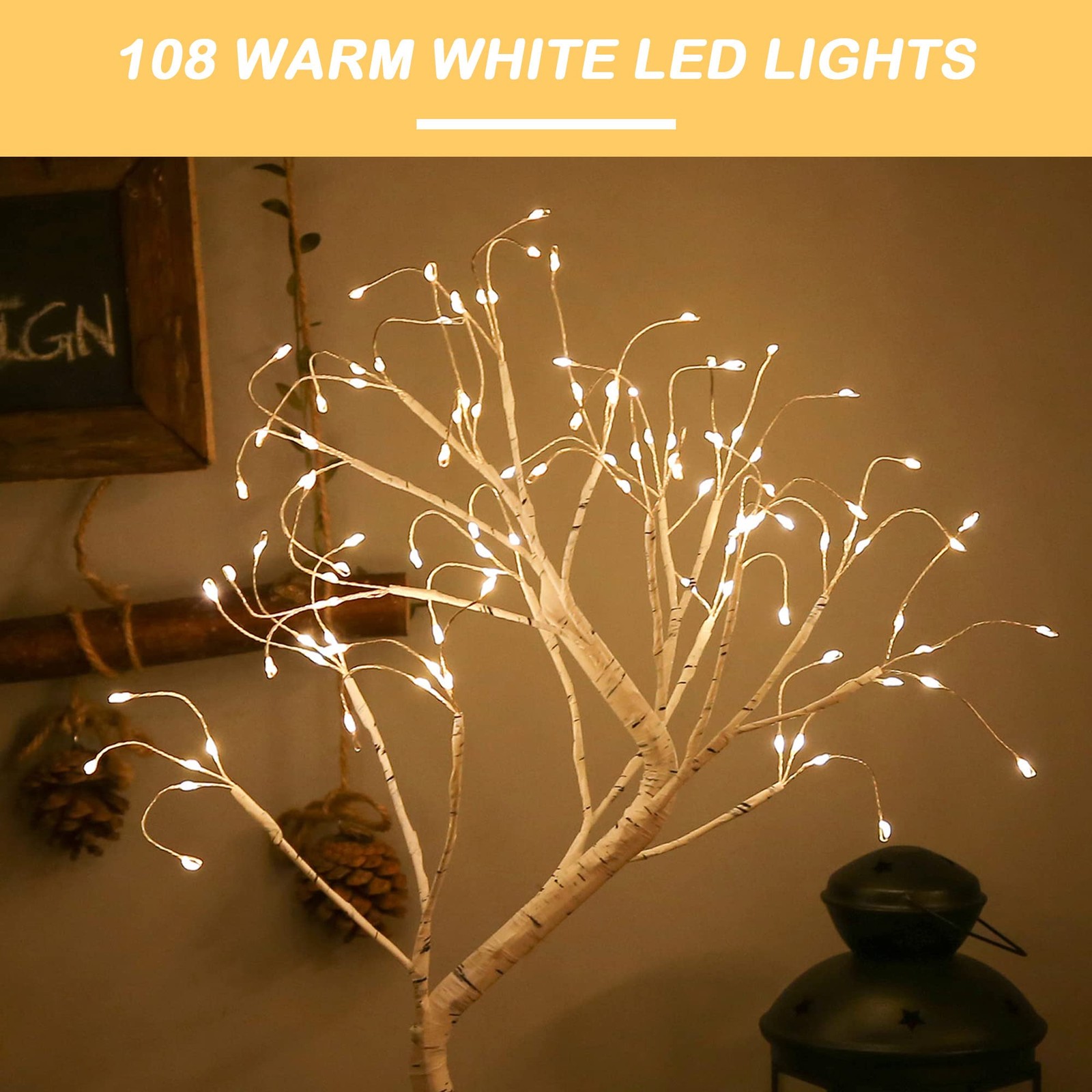 Tabletop Bonsai Tree Light,108L LED Tree Lamp,Fairy Light Tree with 8 Modes &…