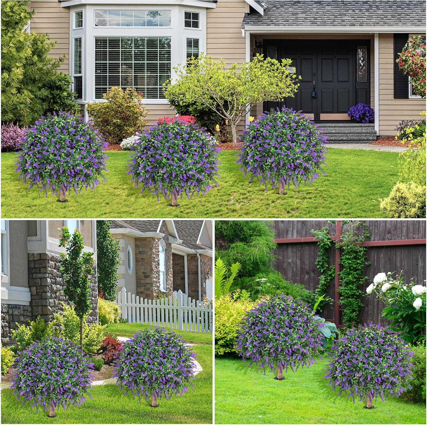 2 Pack UV Resistant Boxwood Ball Trees with Lavender for Home & Garden