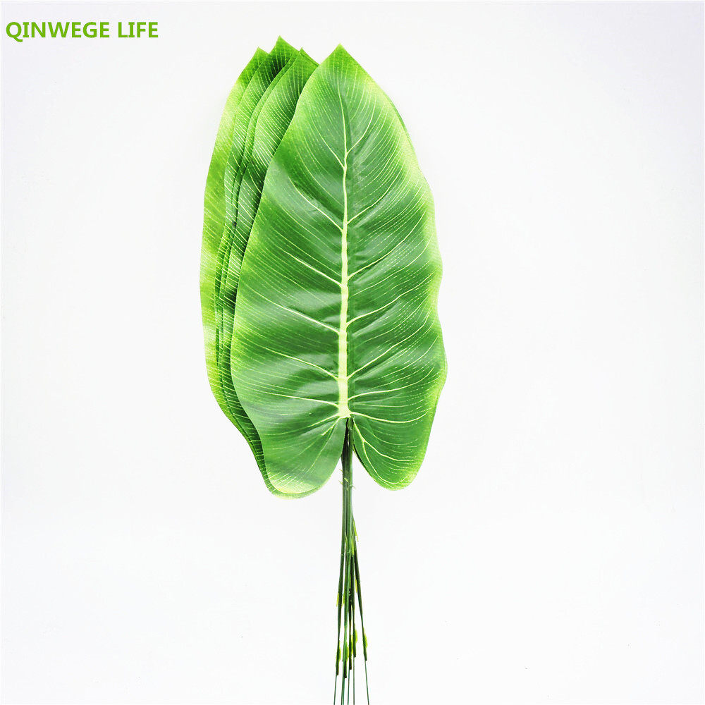 45cm 20pcs Silk Fabric Banana Leaf Artificial Plant Branch Wedding Home Decor