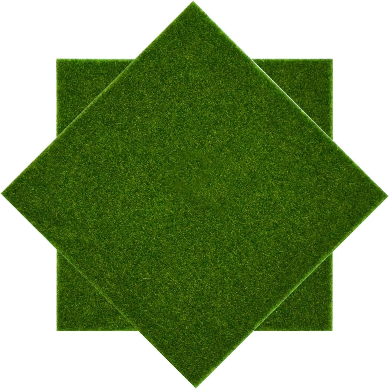 2 Pack Fake Grass Decor, 6″X6″ Artificial Grass for Fairy House, Miniature Dollh