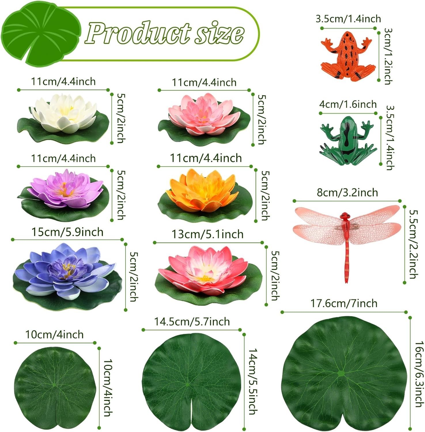 22pcs Lily Pad for Ponds, Artificial Lotus, Realistic Water Floating Foam Lot…