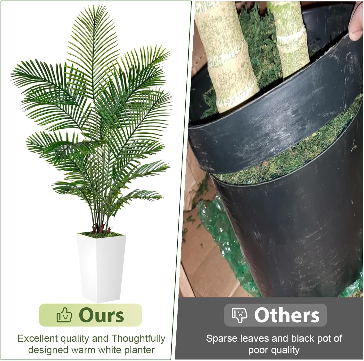 Palm Tree 6FT Artificial 72in Tall Faux Palm Tree W/ 15.7 White Planter Fake