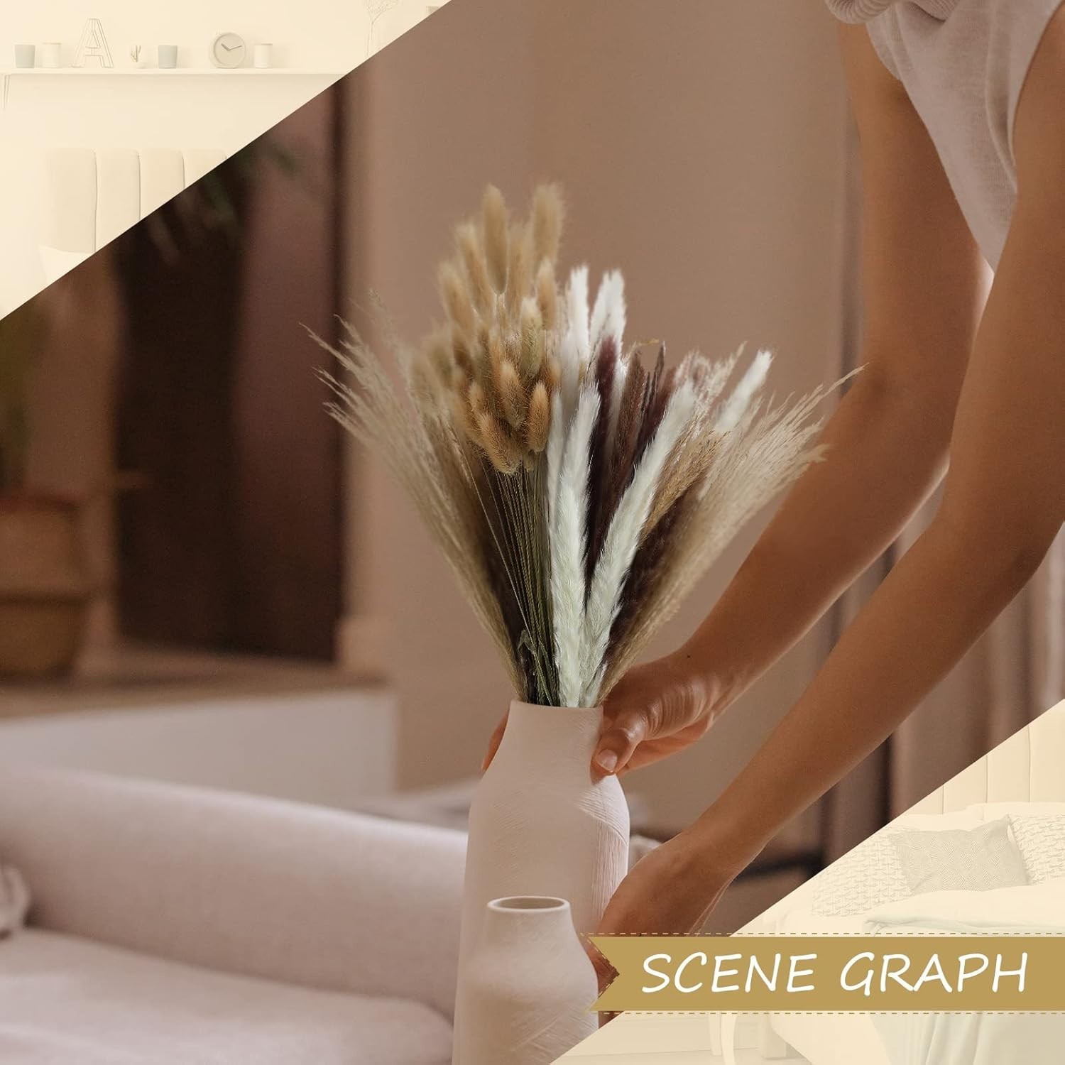 Versatile Dried Pampas Grass Decor – 190 Pieces for Weddings & Home Styling
