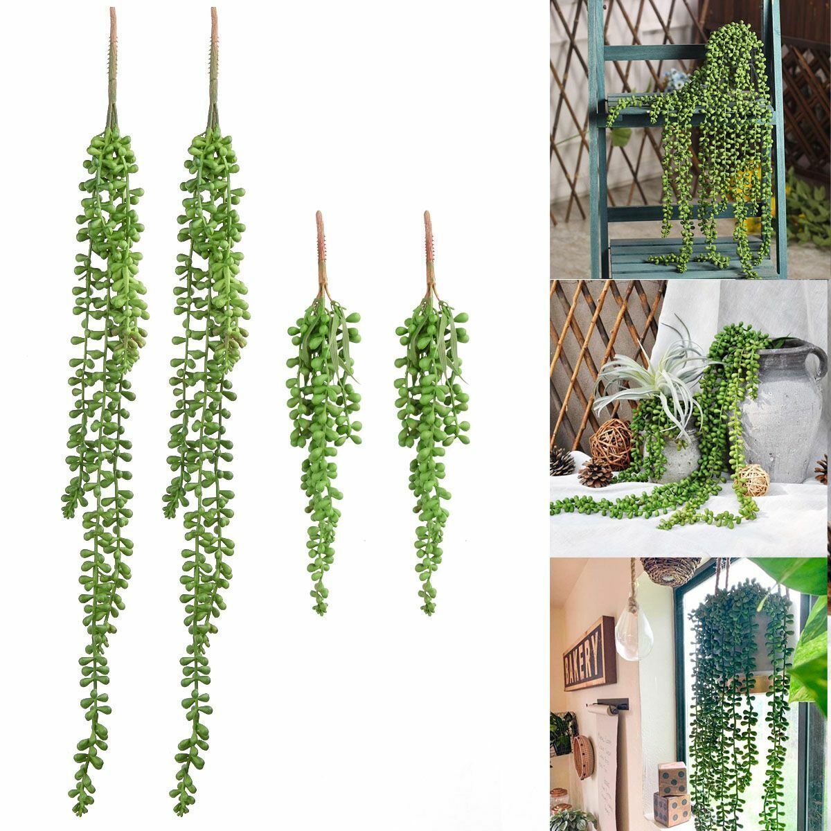 24inch Artificial Hanging Plant Fake Vine Succulents String of Pearls Home Decor