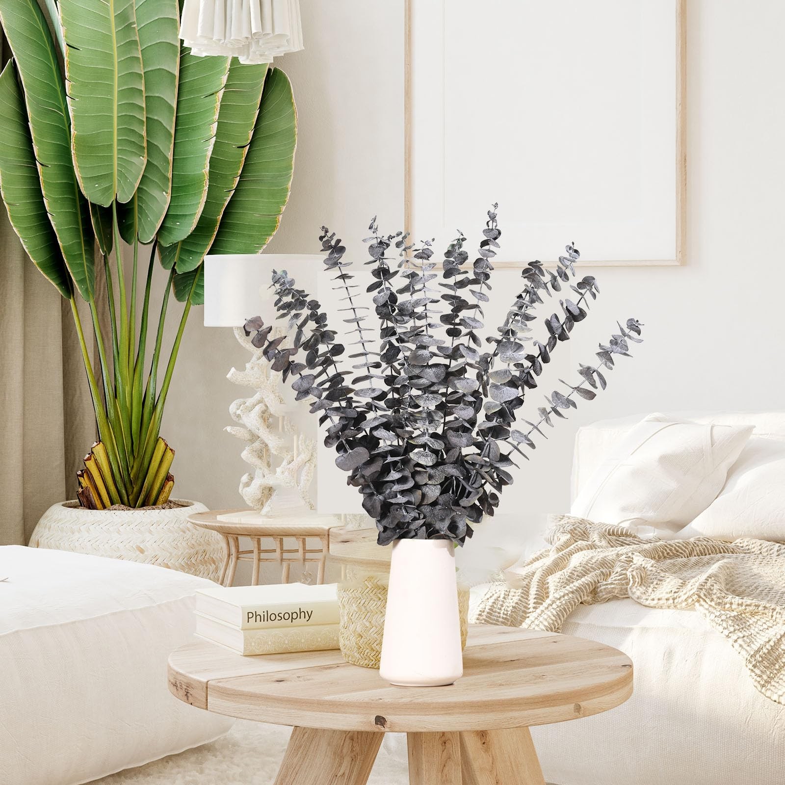 16 Pcs Dried Eucalyptus Stems, 17” Natural Eucalyptus Leaves Branches Hangin…