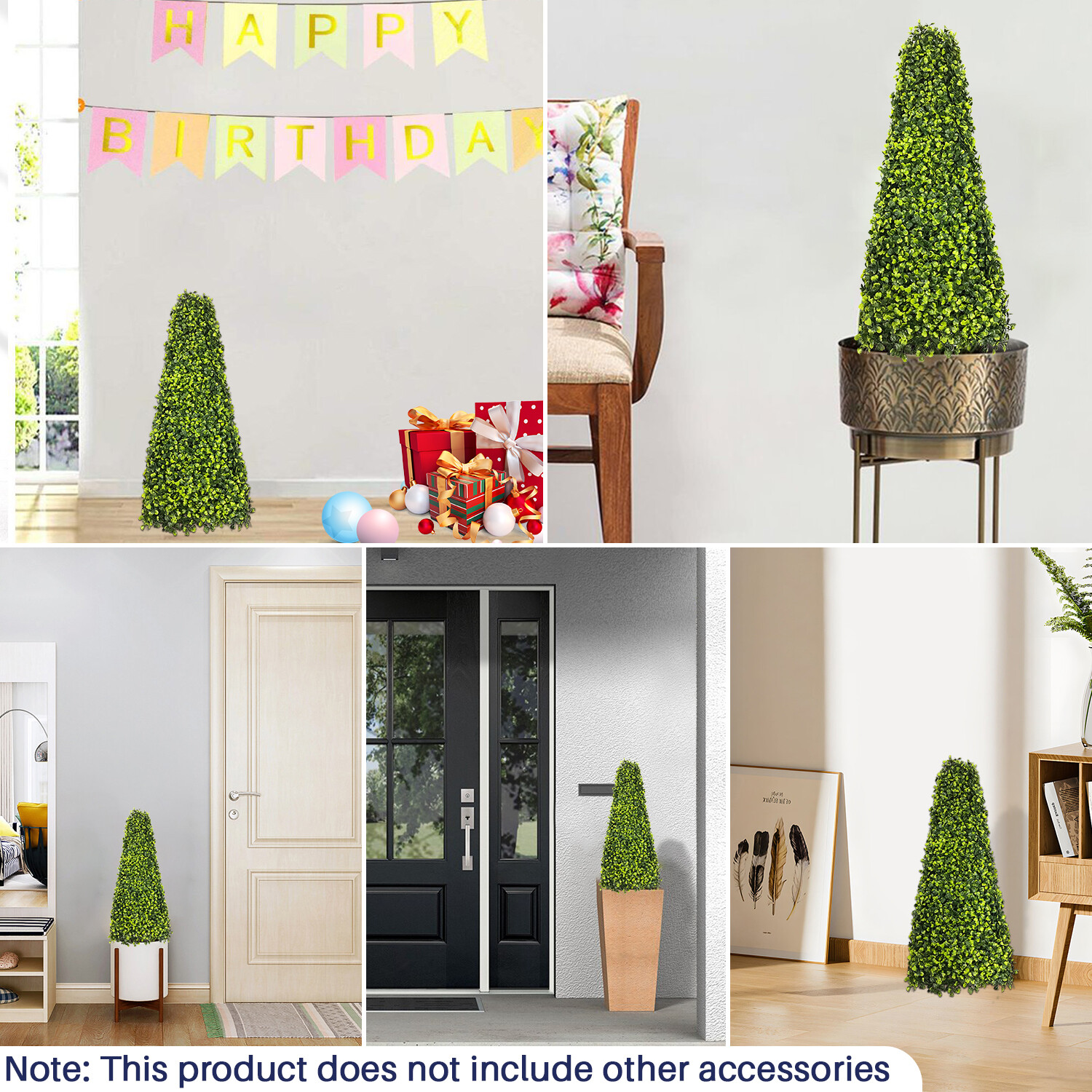 25.6” Artificial Topiary Tree Faux Boxwood Tower Home Garden In/Outdoor Decor