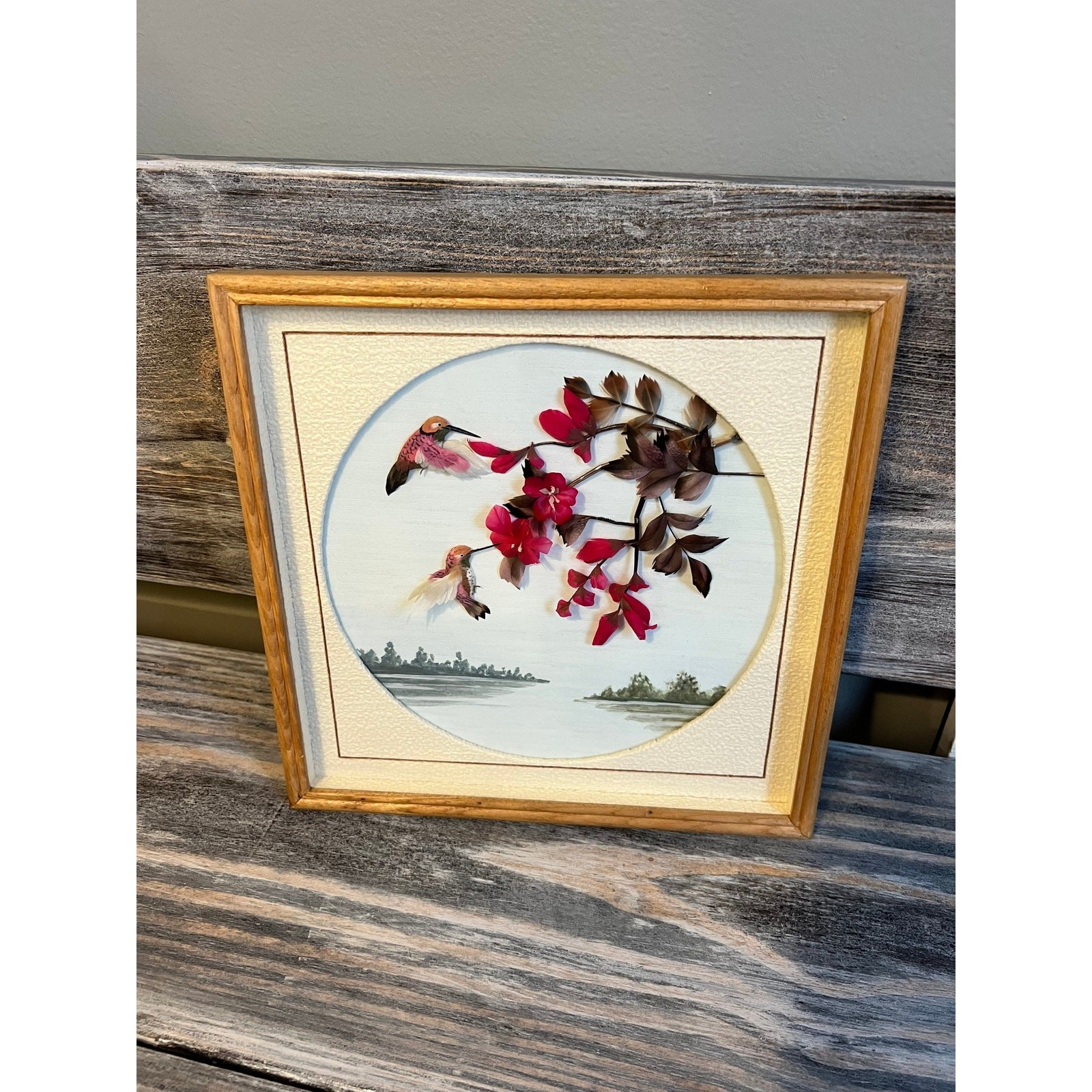Framed Silk Art Hummingbird 3D Wall Decor (10×10)