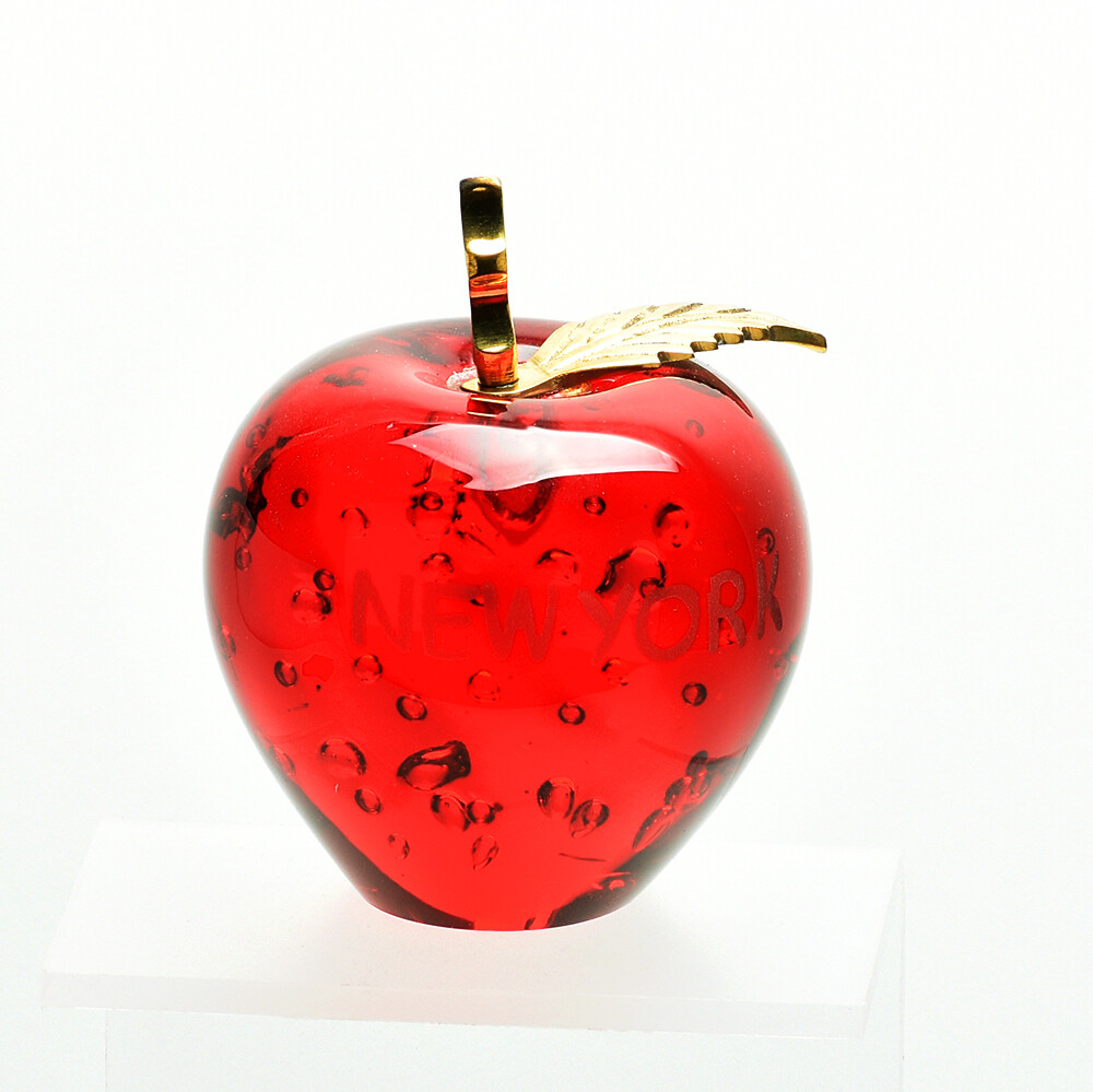 Glass Red Apple Gold Leaf Mother’s Day Romantic Gift Idea Luxury Decorations