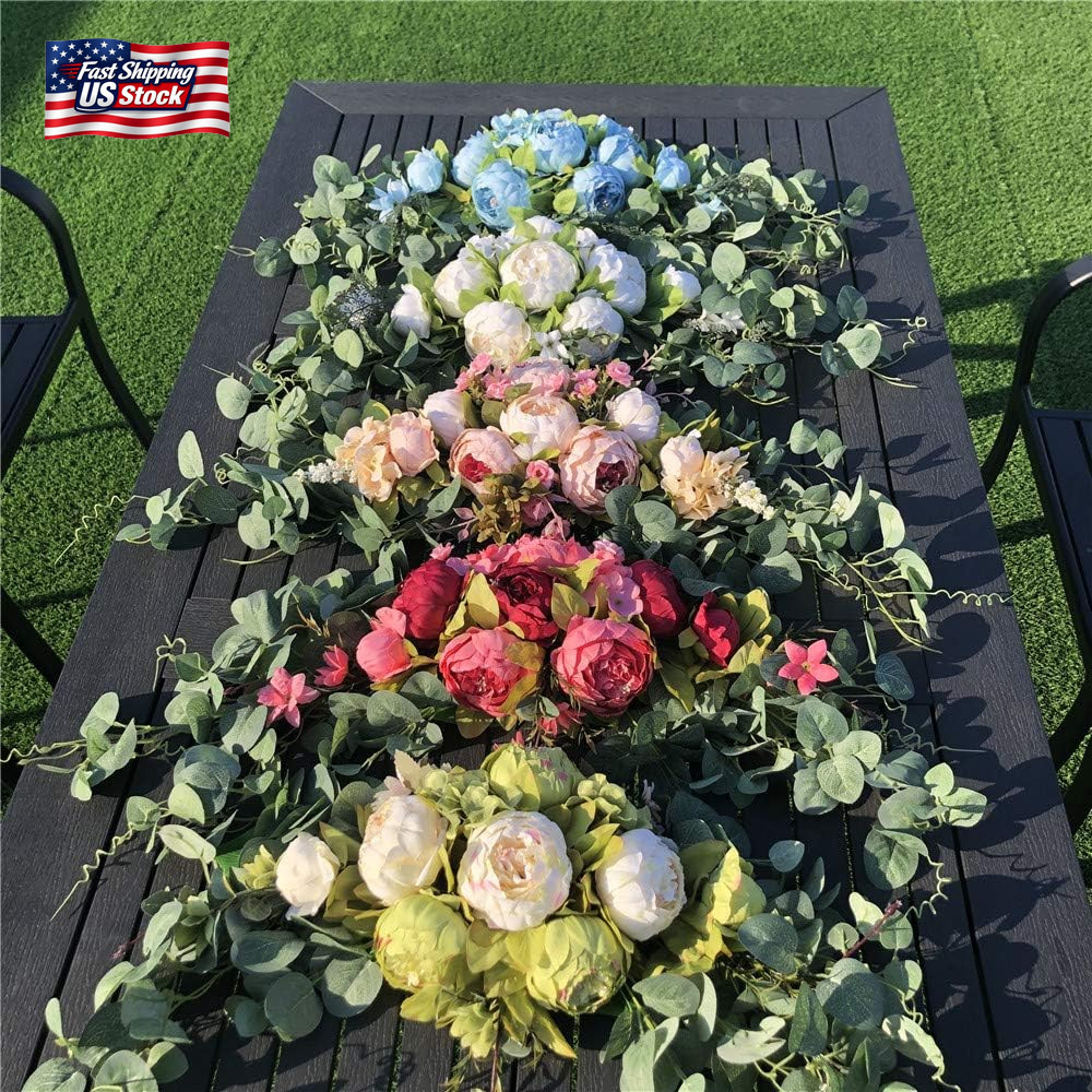 Wedding Arch Flowers, 30 Inch Rustic Artificial Floral Swag for Door Lintel, Gre