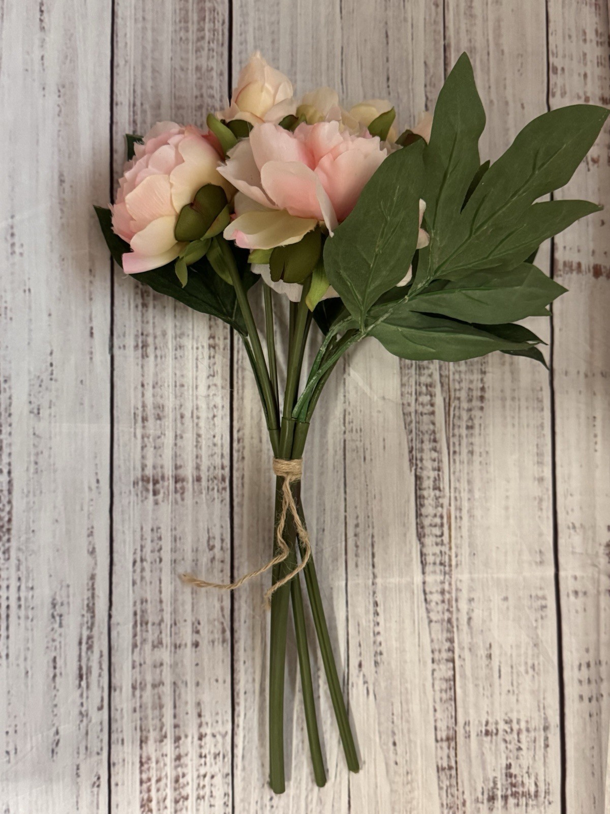 Pottery Barn Faux Pink Peony Bundle Artificial Flowers 3 Stems 16”