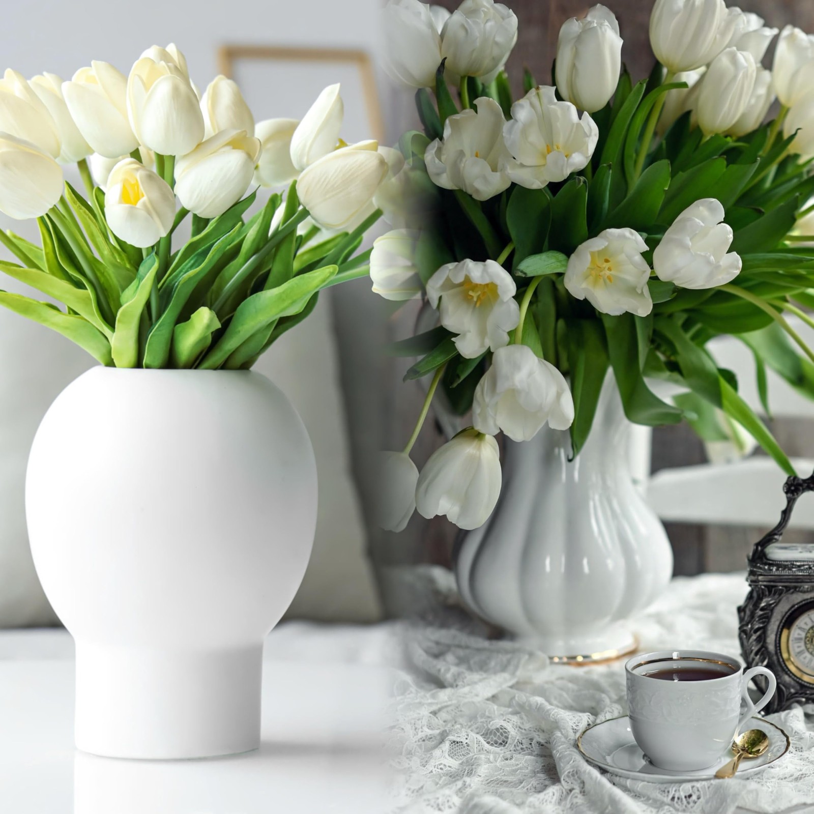 15 Pcs Fake Tulips Artificial Flowers Real Touch PU Faux Flowers Tulip Stems …