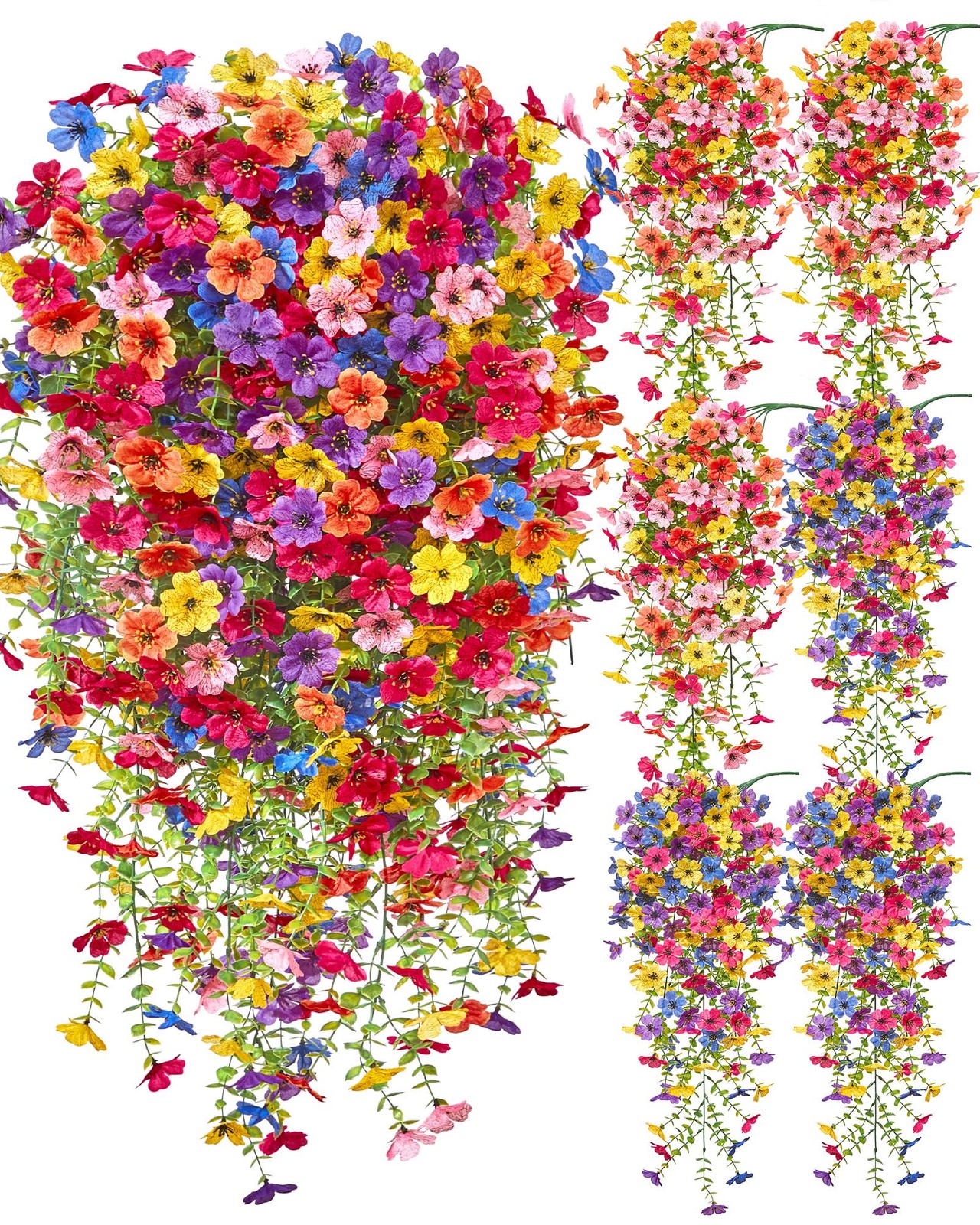 Serwalin 6PCS Artificial Hanging Flowers for Outdoors, UV Resistant Fake Hang…