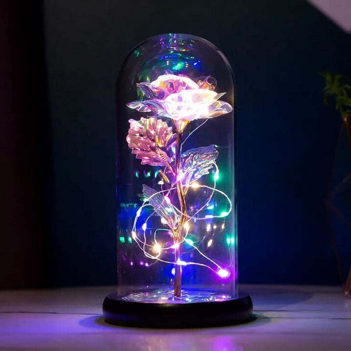 Eternal Forever Galaxy Rose Flower In Glass Dome LED Light Valentine’s Day Gift