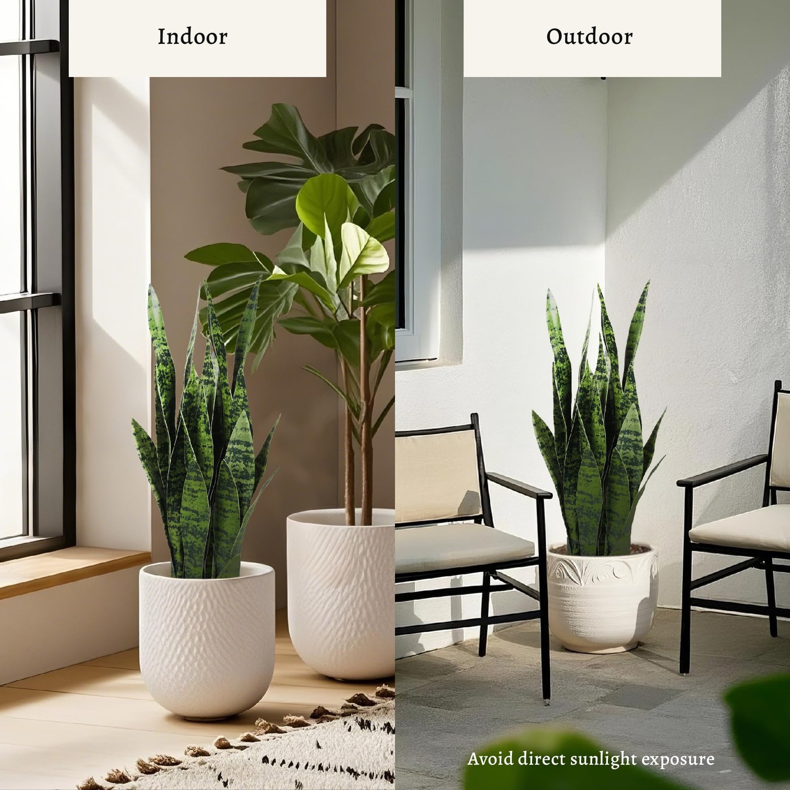 25.6” Artificial Snake Plant Sansevieria Indoor, 32 Leaves Lifelike Faux Pla…