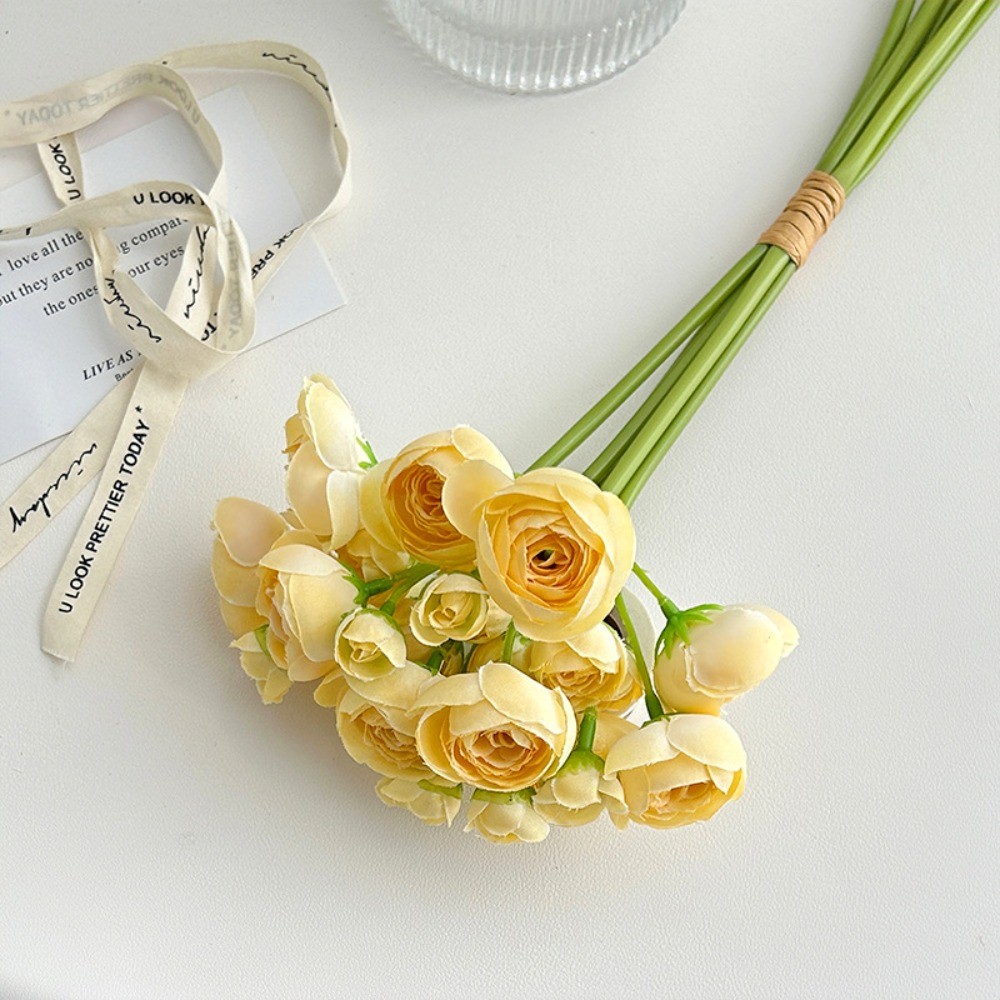 18Pcs Artificial Buttercup Flowers Realistic Flowers Bridal Bouquet Home Decor