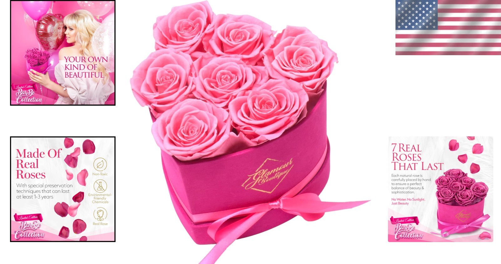 Elegant 7-Rose Velvet Pink Heart Box – Lasts 3 , Ideal for Every Occasion