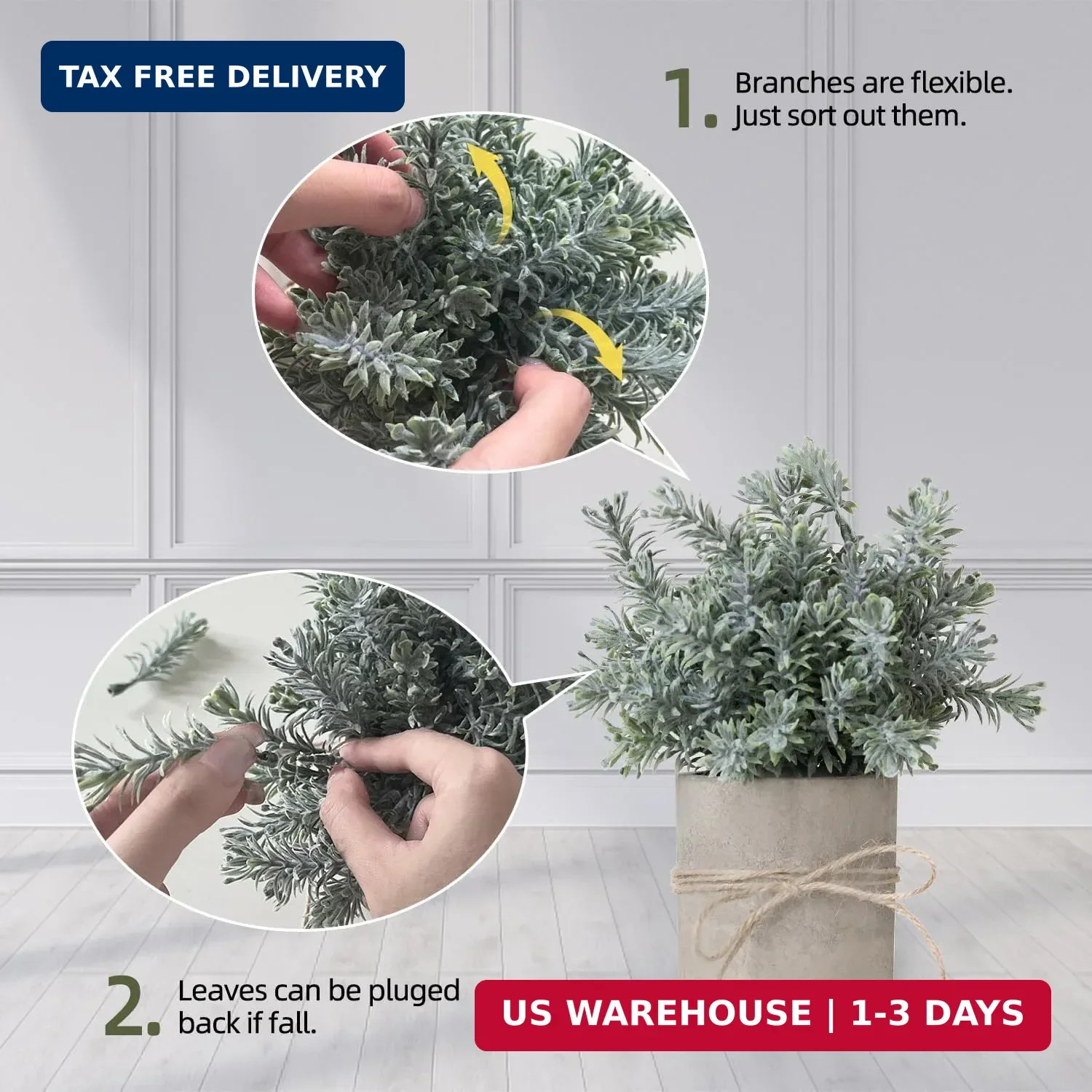 4 Pack Small Fake Plants in White Pulp Pot for Home Decor | Artificial Plants In