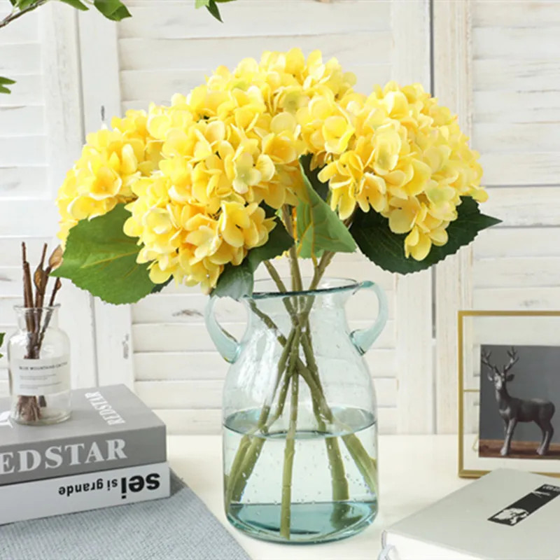 Flores artificiales, hortensia, rama, hogar, boda, decoración, otoño, seda, plás