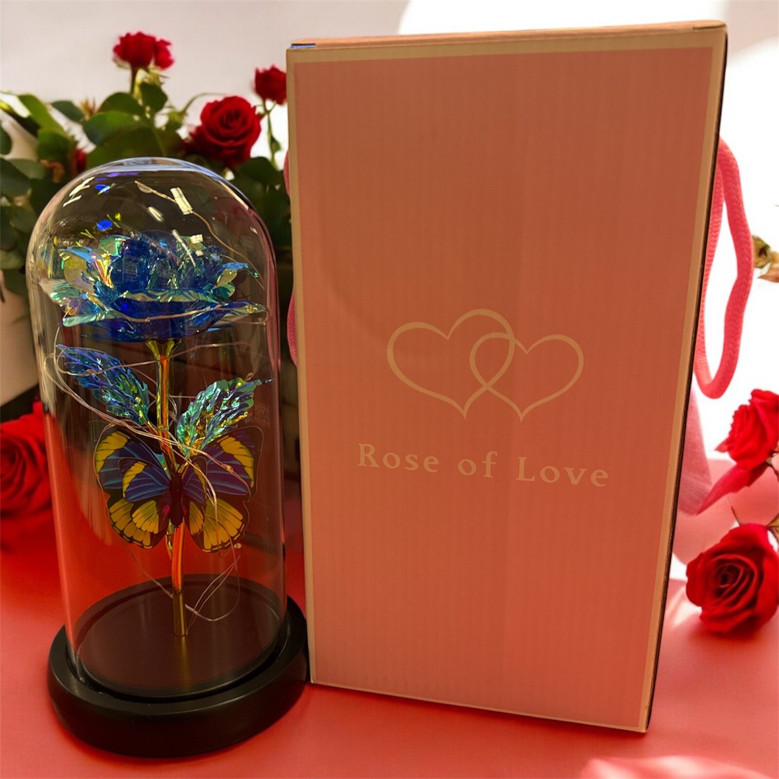 Eternal Forever Galaxy Rose Flower In Glass Dome LED Light Valentine’s Day