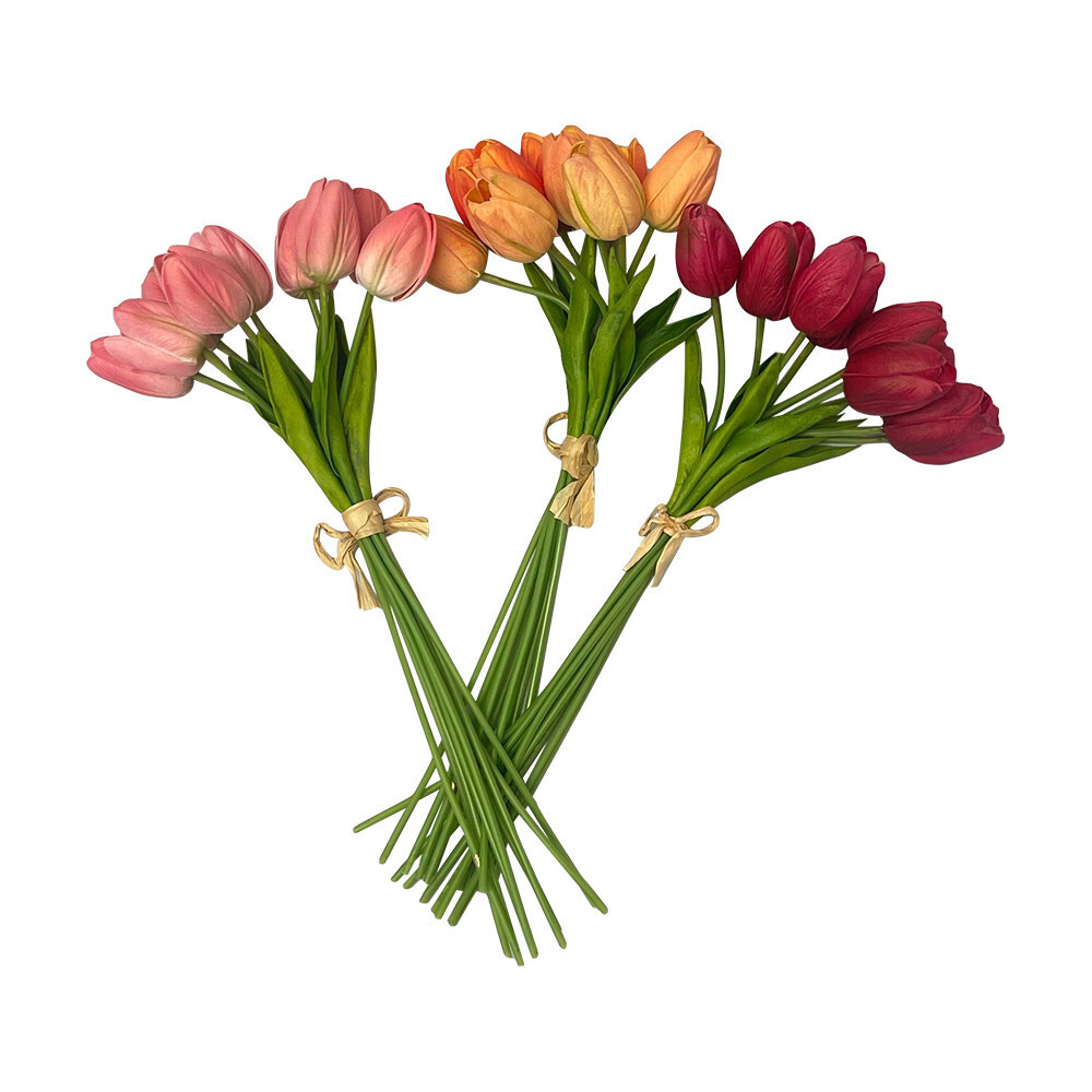15″ Multicolor Faux Tulips Silk Floral for Wedding Bouquets Home Decor