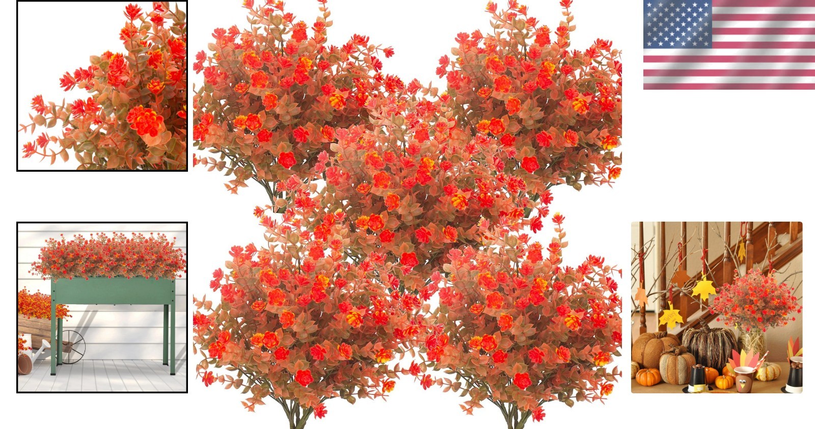 Artificial Fall Flowers UV Resistant Outdoor Autumn Plants for Home Decor