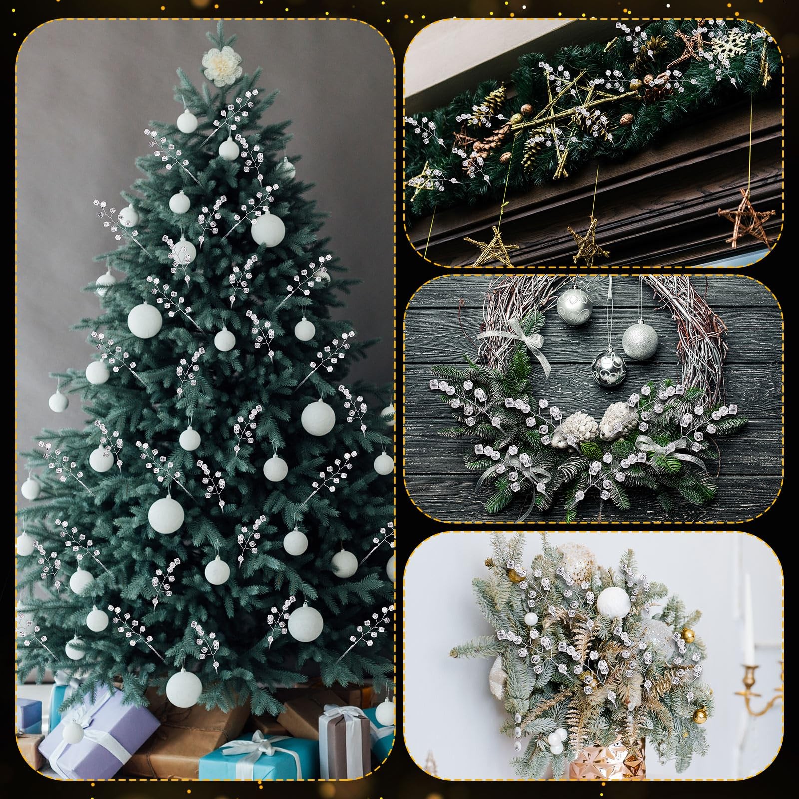 50 Pcs Acrylic Crystal Picks 12 Inch Artificial Beaded Stems Picks for Home W…