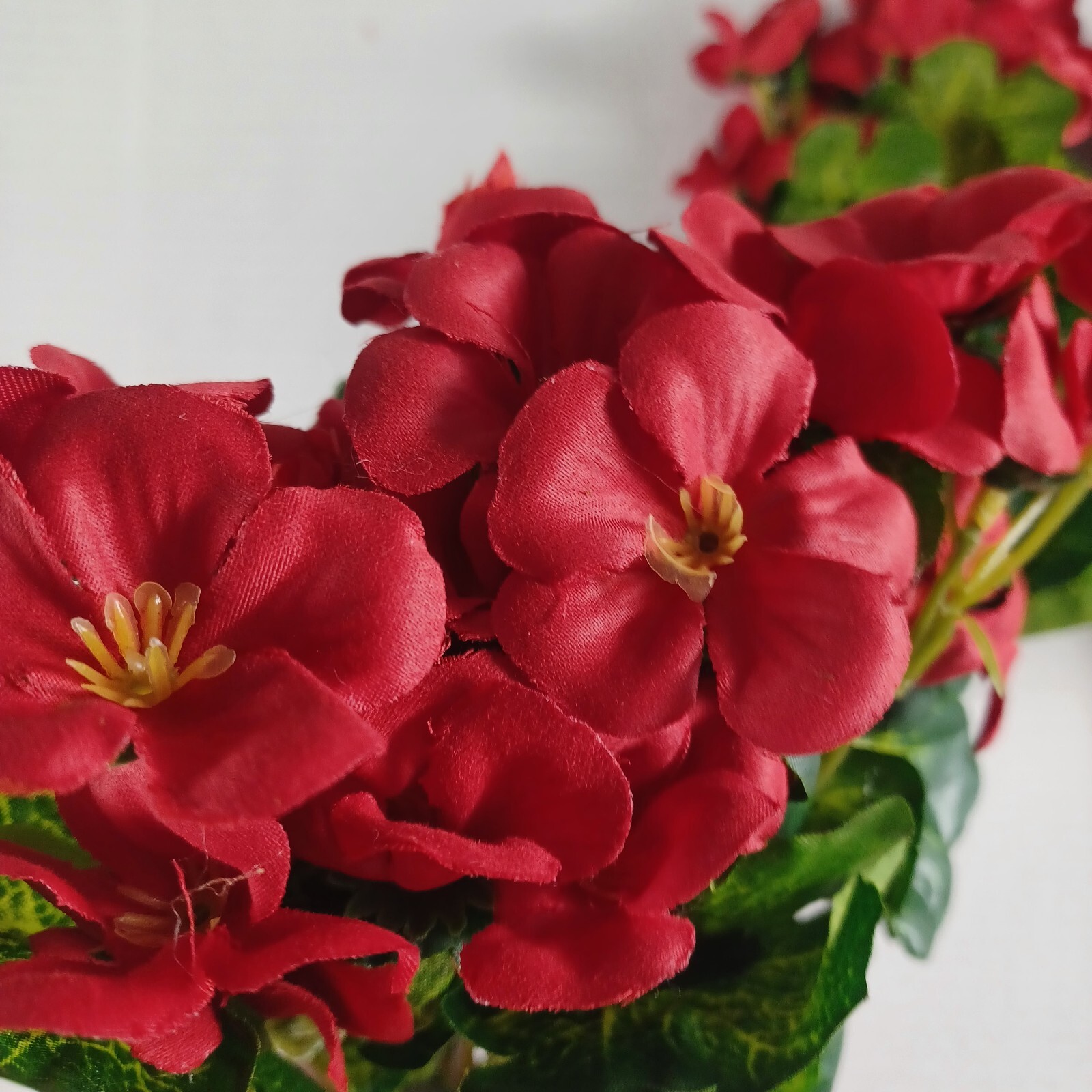 Mini Geraniums Artificial Faux Flowers -Red -Set Of 4 -NEW -Window Box/Porch
