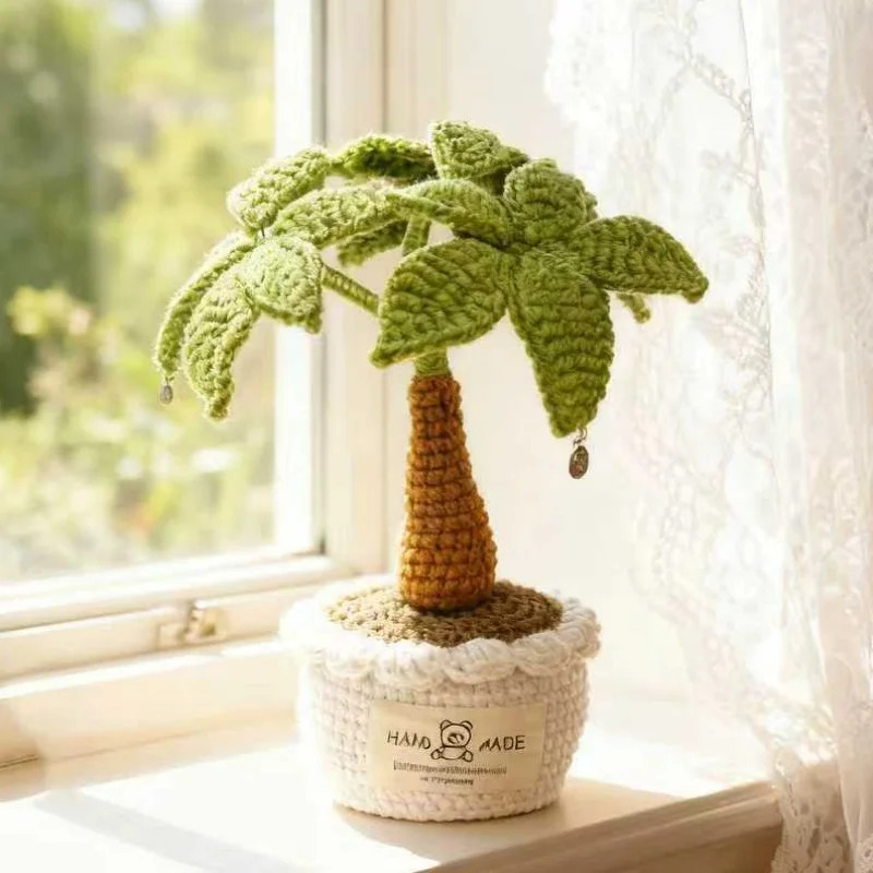 Handmade Crochet Money Tree Potted Stuffed Plants Finished Woven Bouquet Gifts