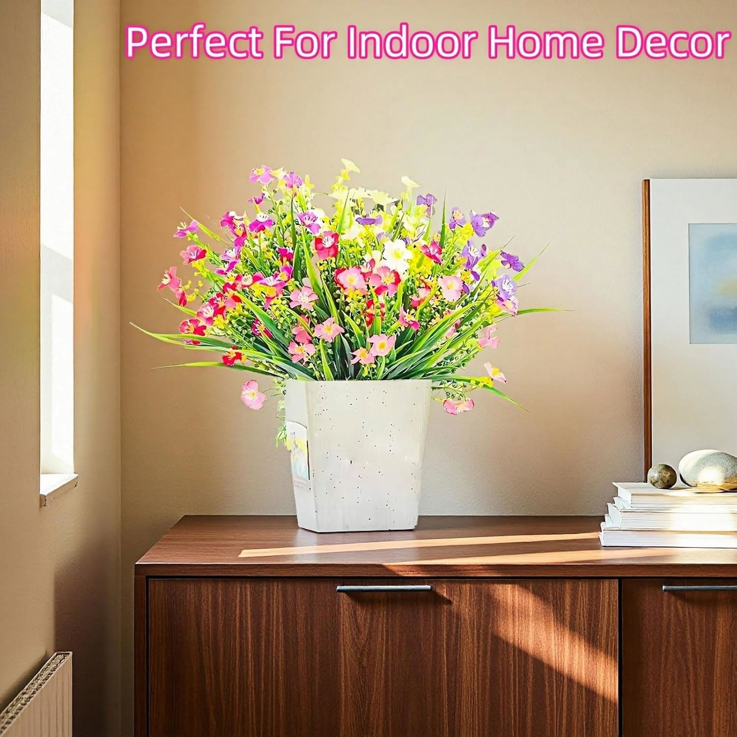 12 Bundles Artificial Plastic Flowers Outdoor UV Resistant Faux Wildflower Daisy