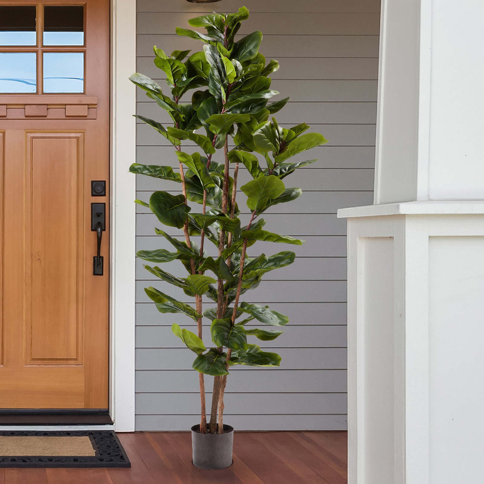 6ft Tall Artificial Fiddle Leaf Fig Tree Faux Plant Natural Feel Leaves Indoor